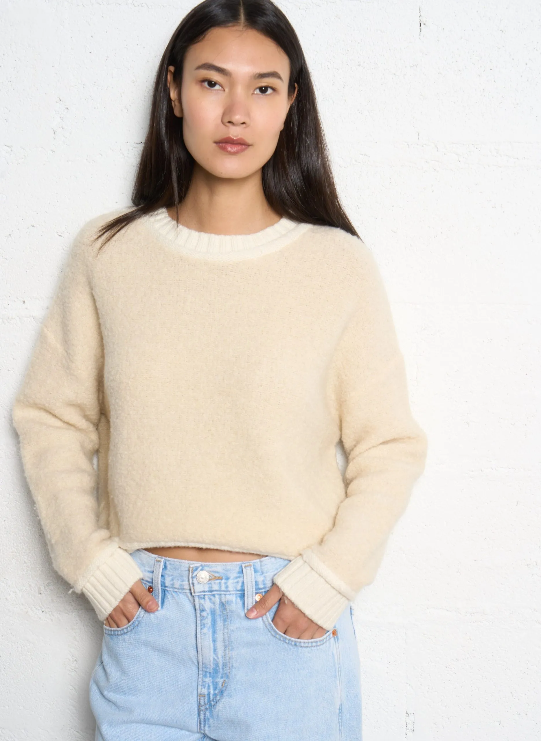Pull oversize en laine mélangée Beige JONDA
