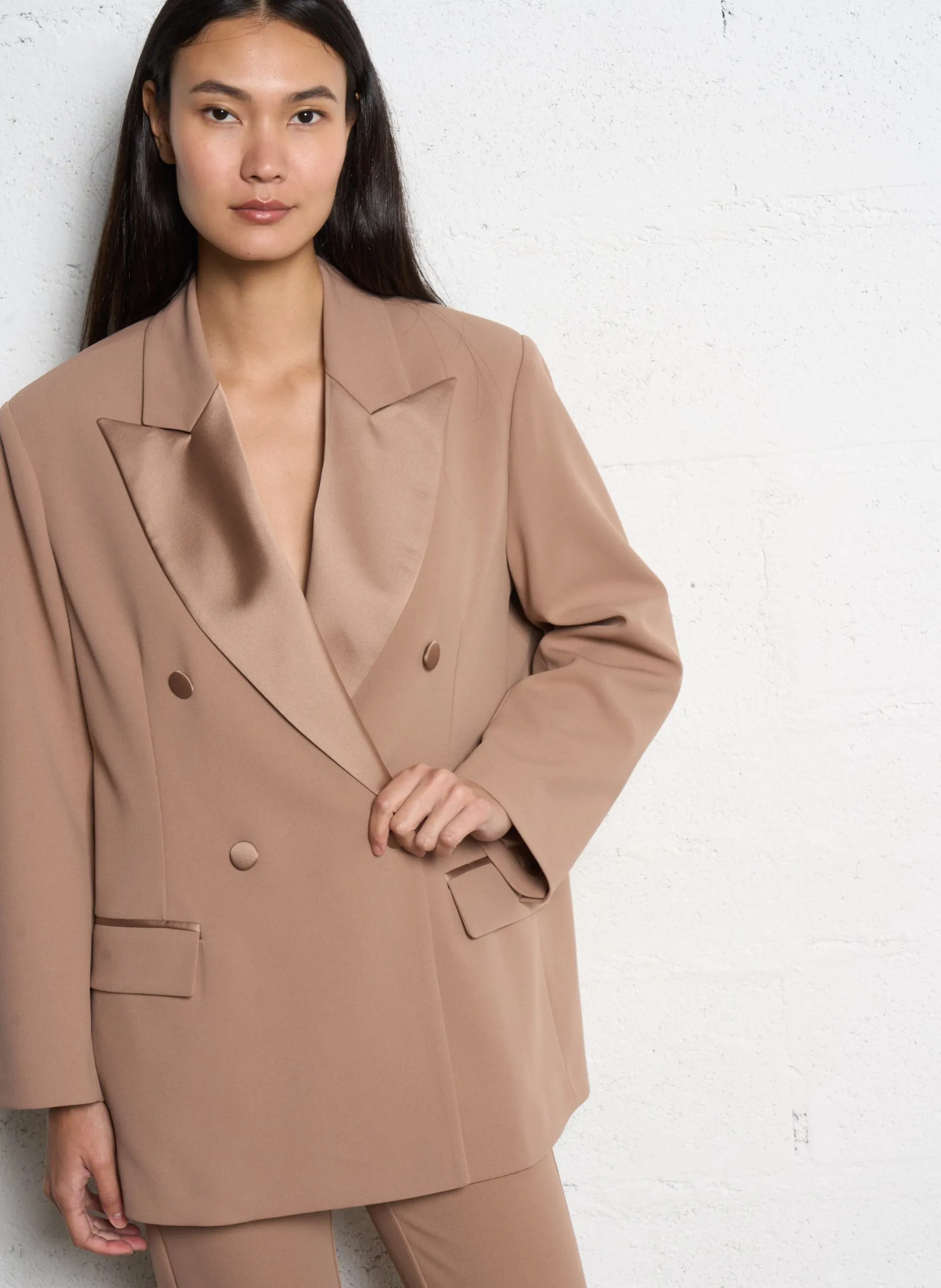 Veste de blazer oversize Marron