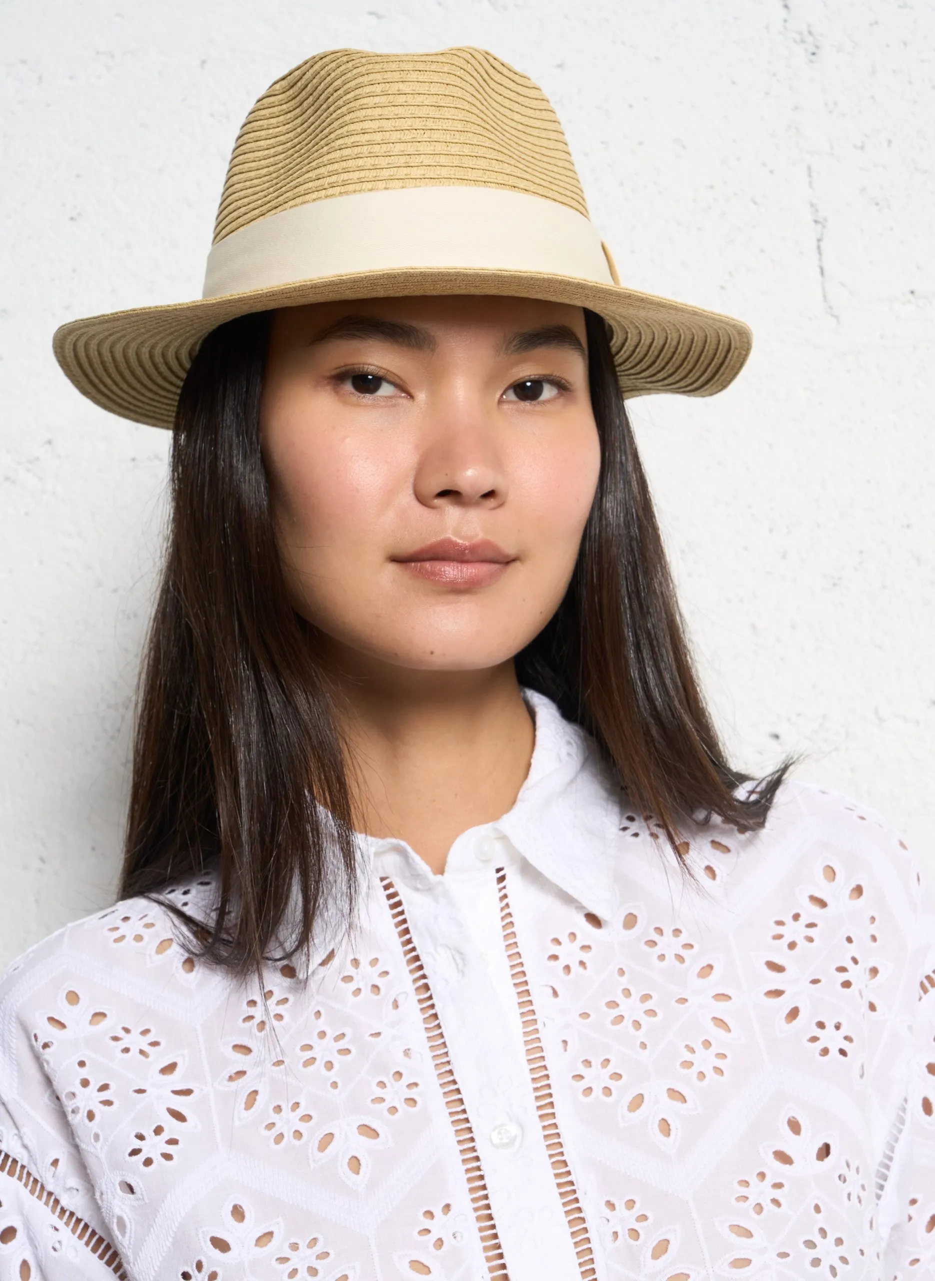 Chapeau effet raphia Blanc