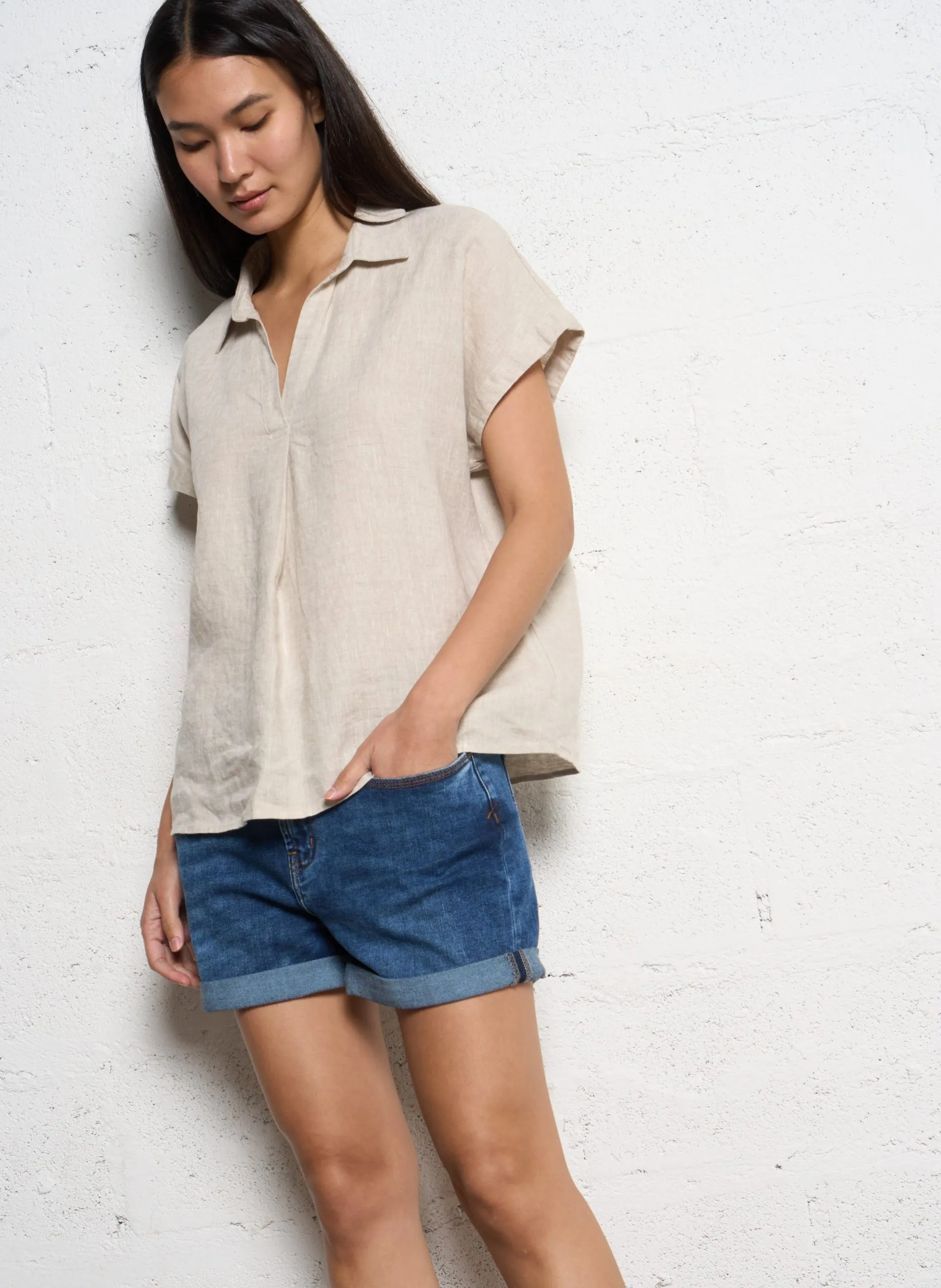 Top ample en lin Beige TAMINA