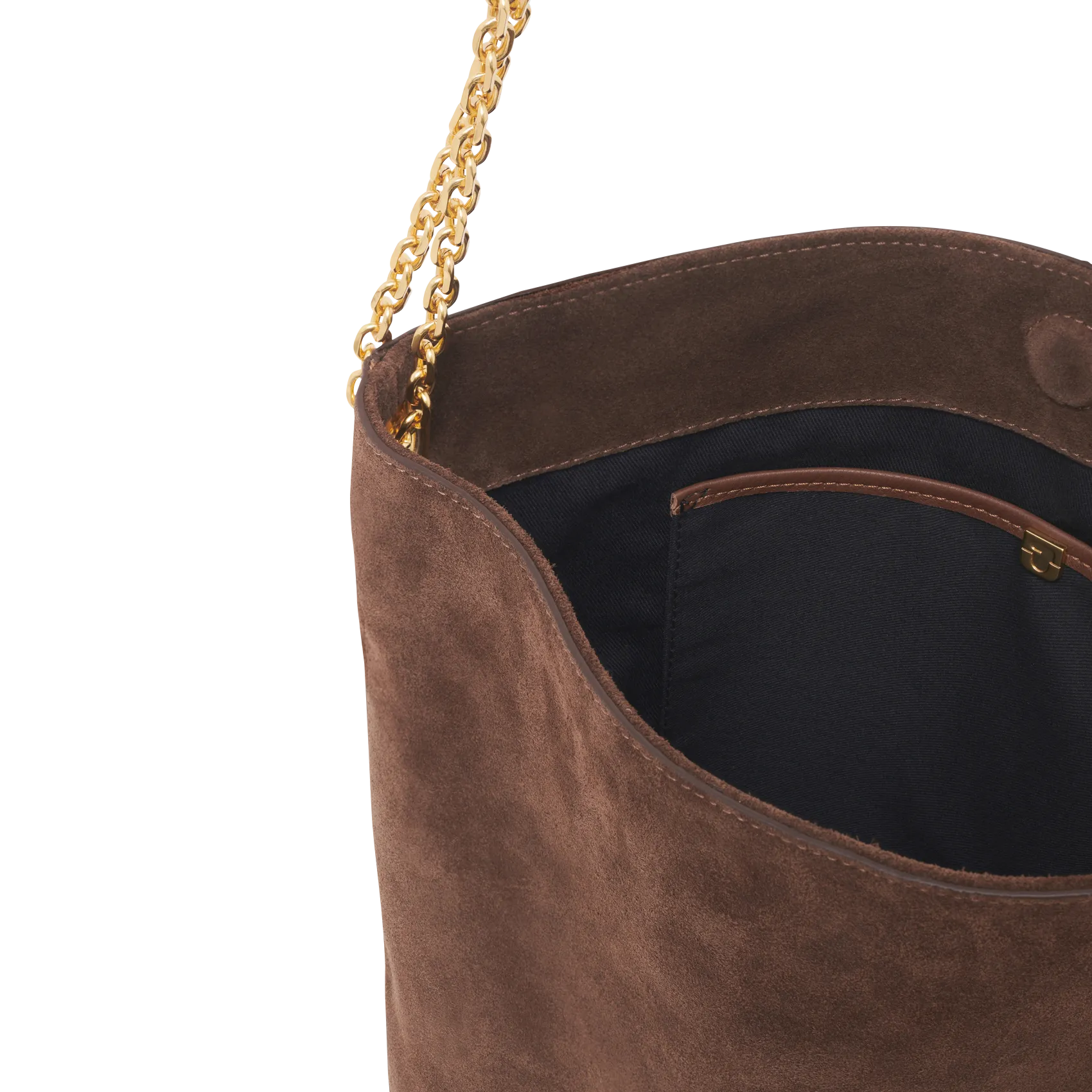 Sac hobo uni en cuir suédé Marron LE CHARLOTTE