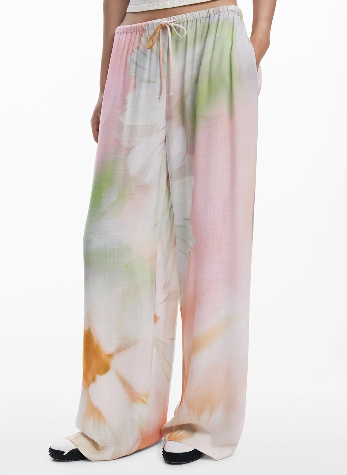 Pantalon long fluide imprimé Multicolore