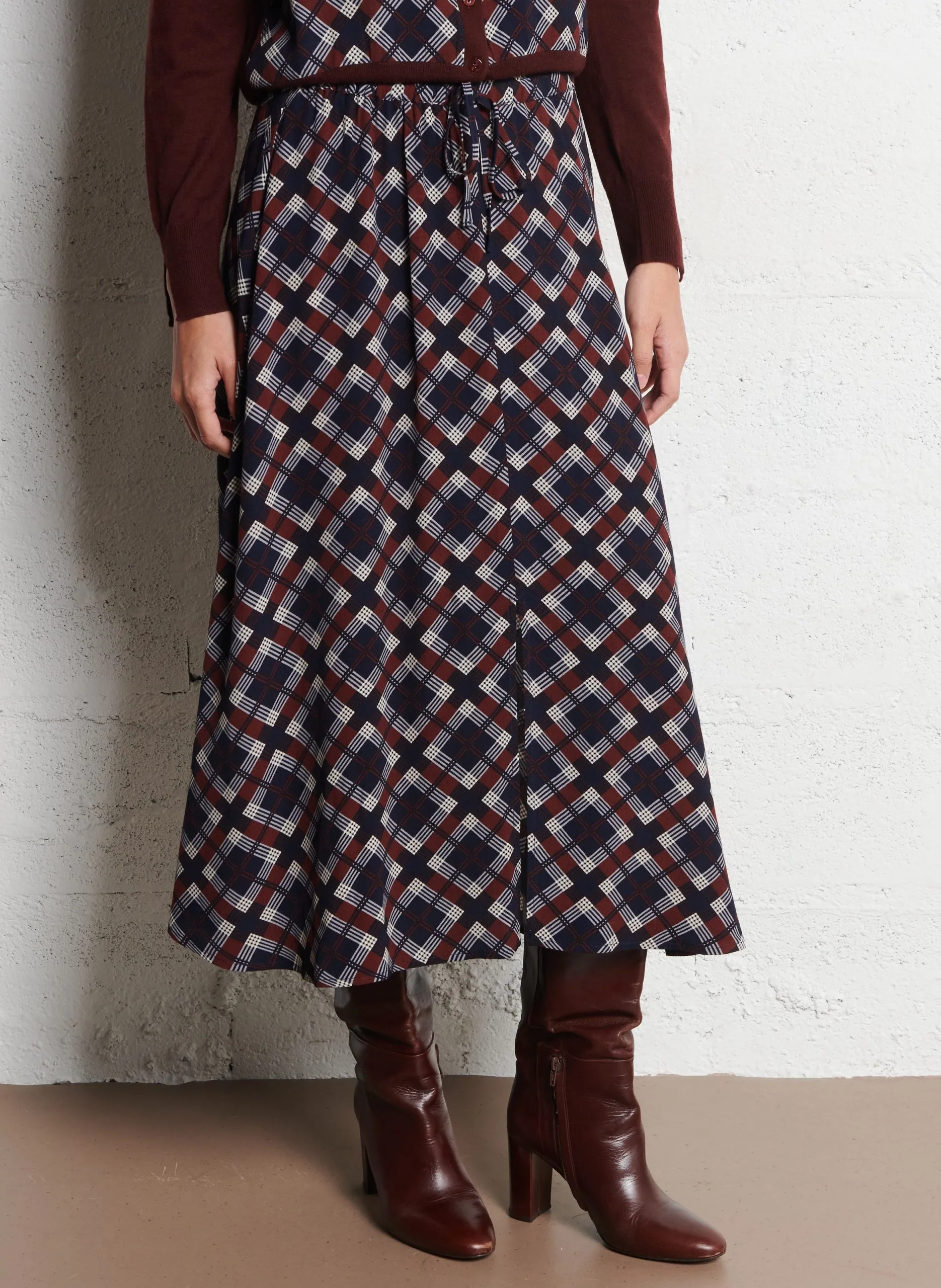 Jupe évasée fluide Bleu