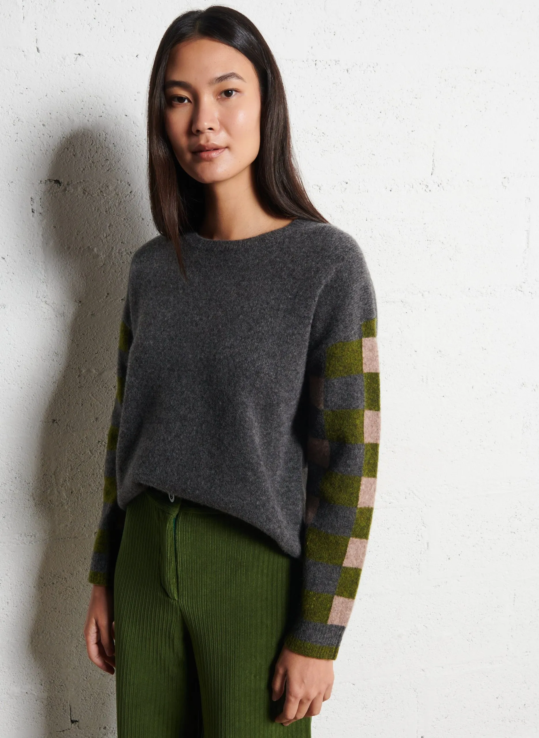 Pull oversize en laine mélangée Gris