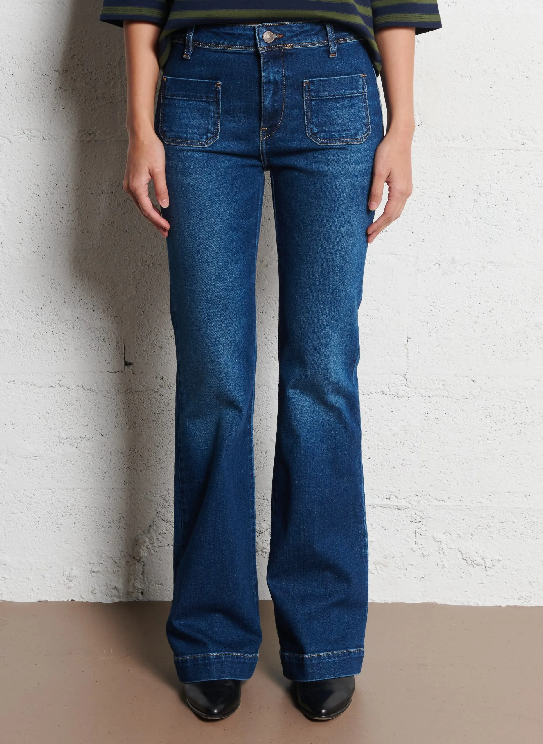 Jean bootcut en coton mélangé Bleu CHARLOTTE