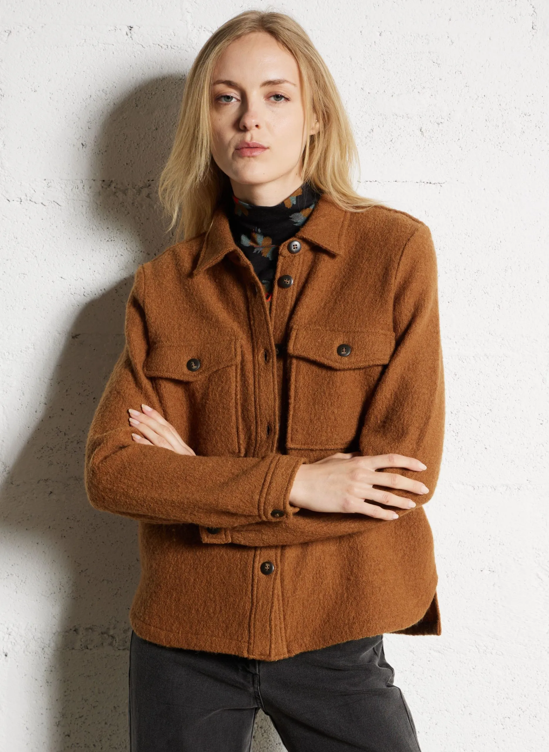 Veste droite en laine Beige