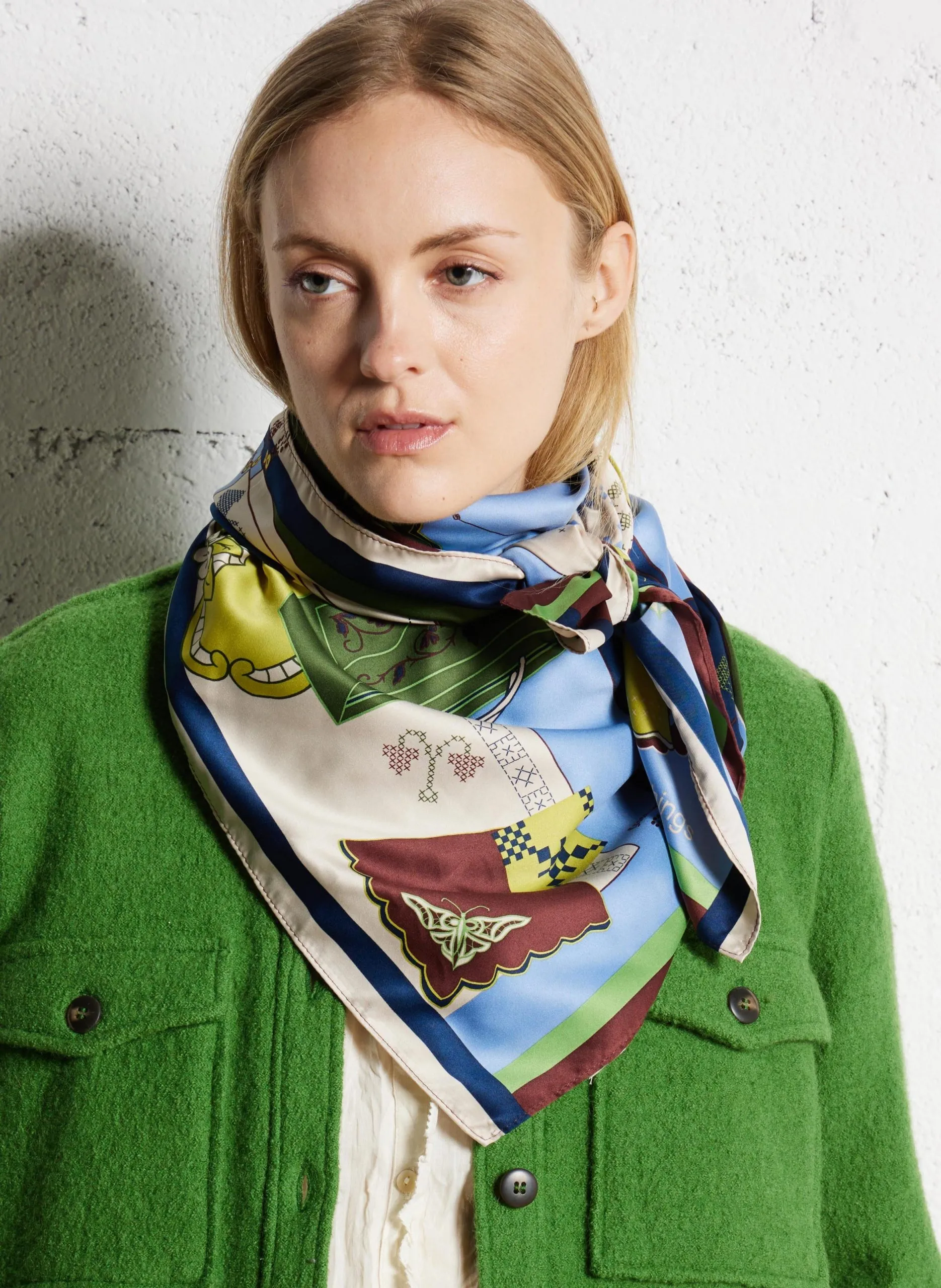 Foulard imprimé satiné Bleu