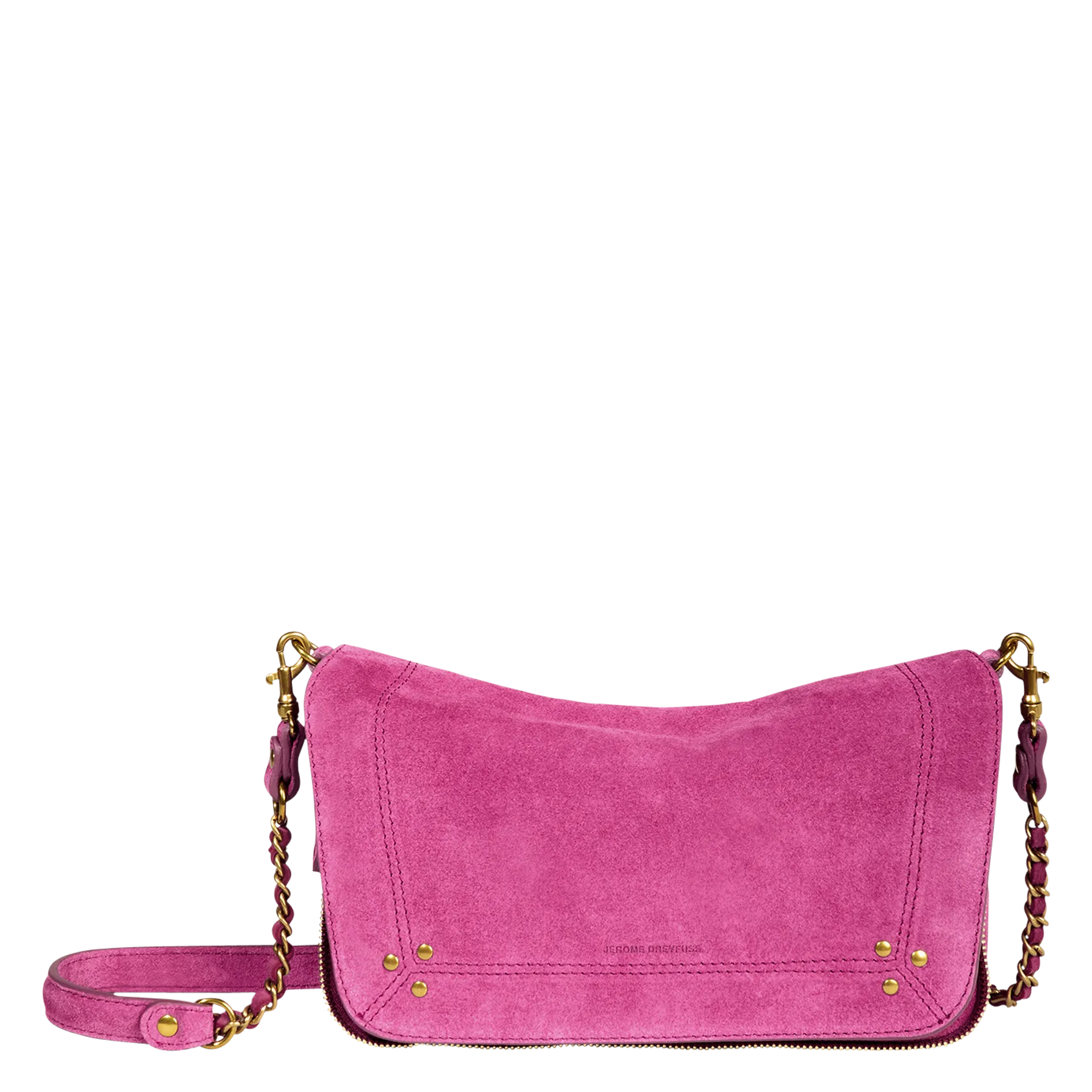 Sac bandoulière à rabat en cuir uni Rose BOBI S