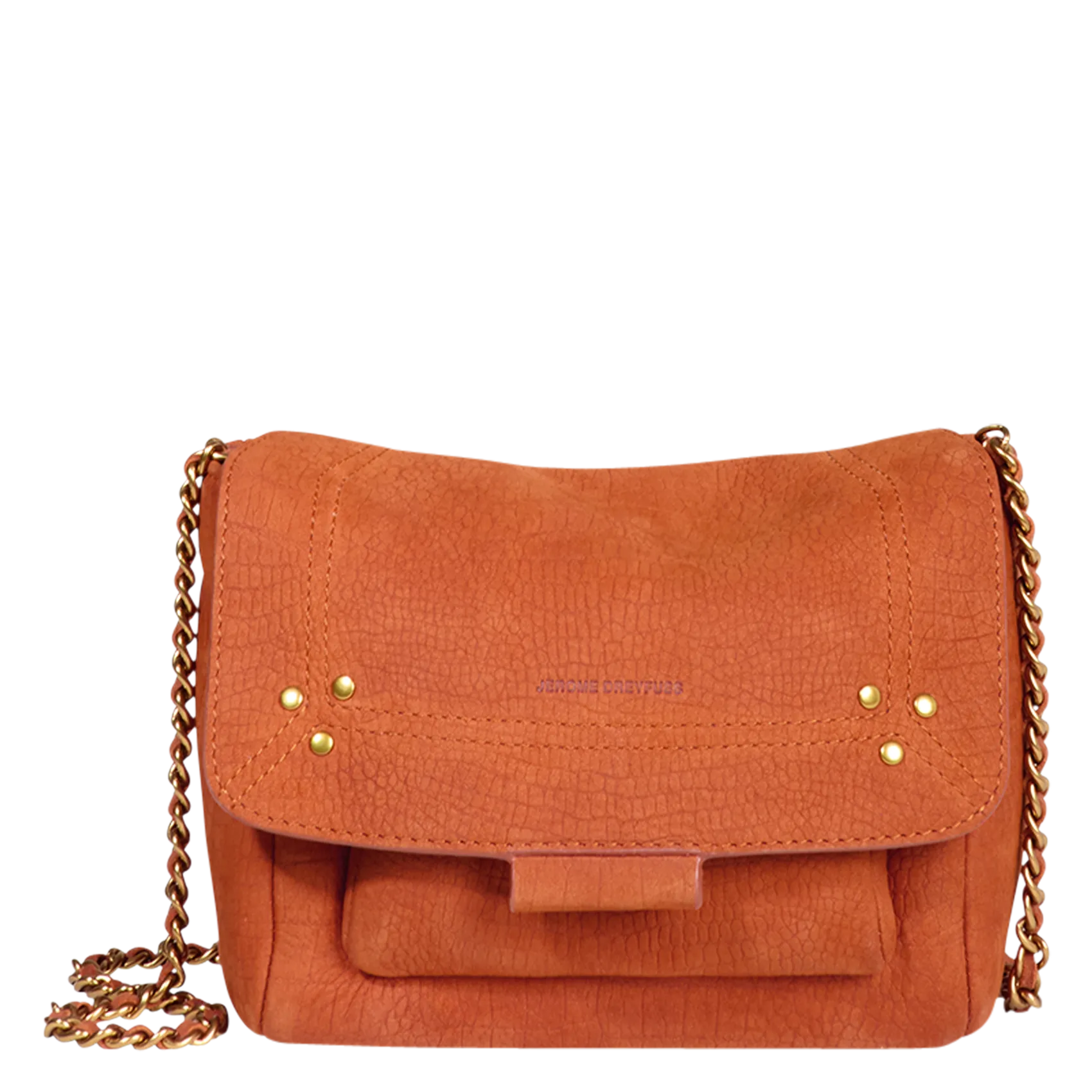 Sac bandoulière en cuir velours Orange LULU S