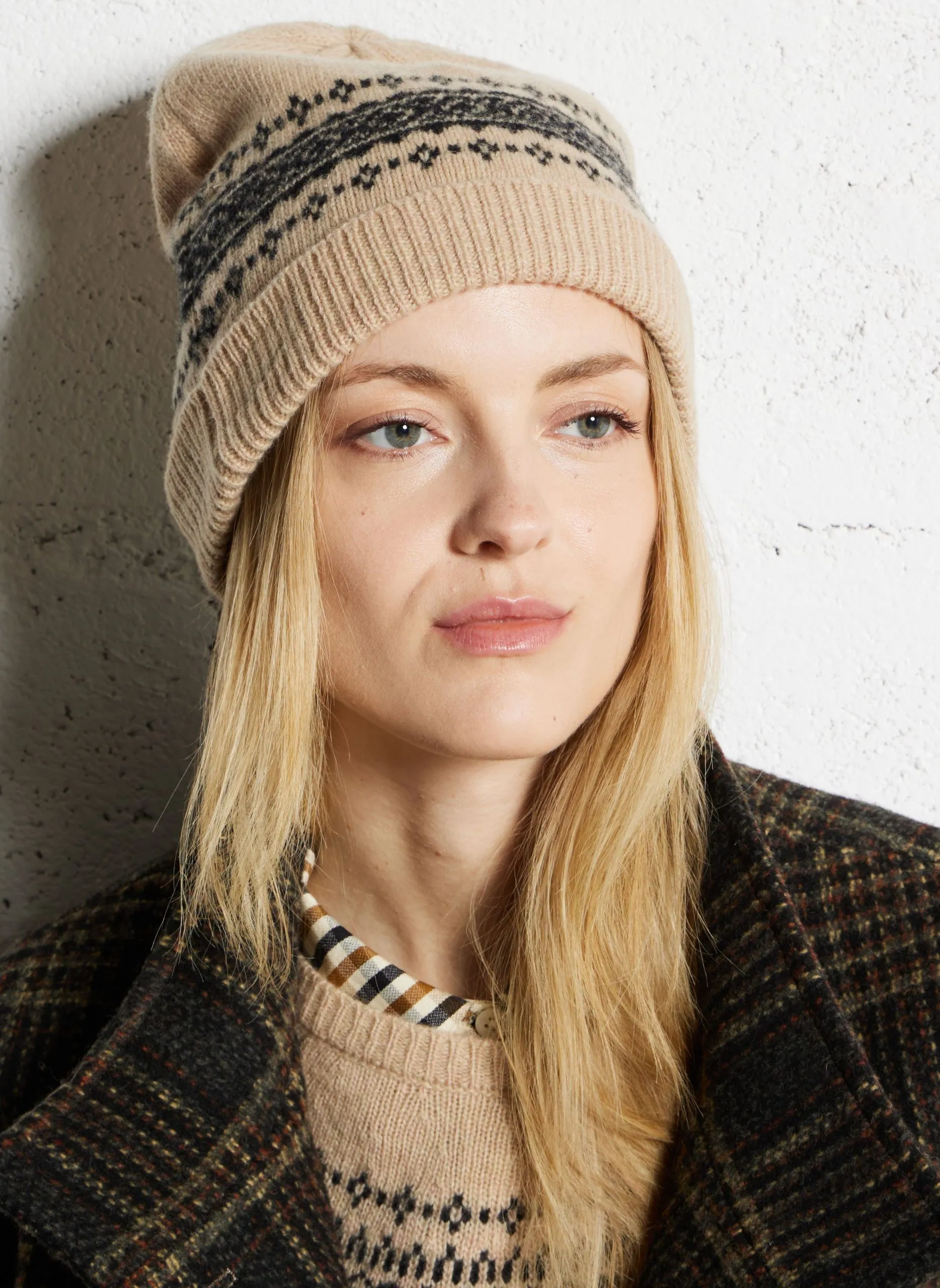 Bonnet en laine mélangée Beige