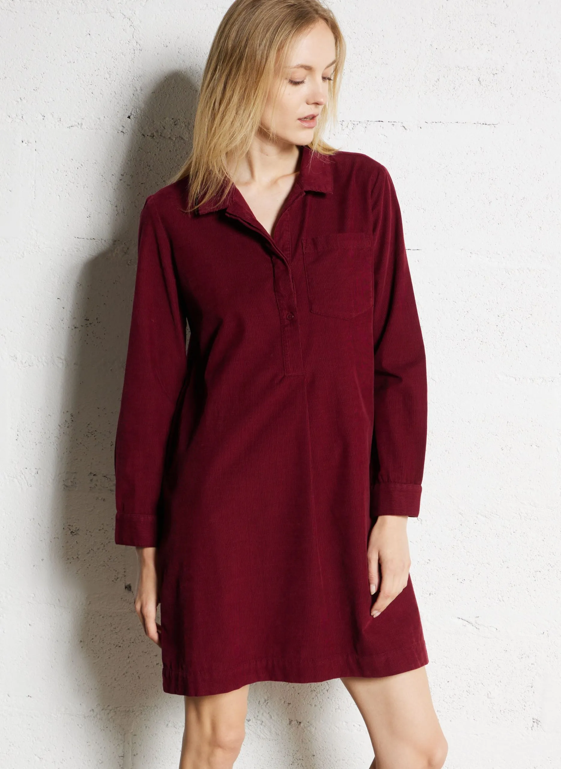 Robe courte en coton Prune