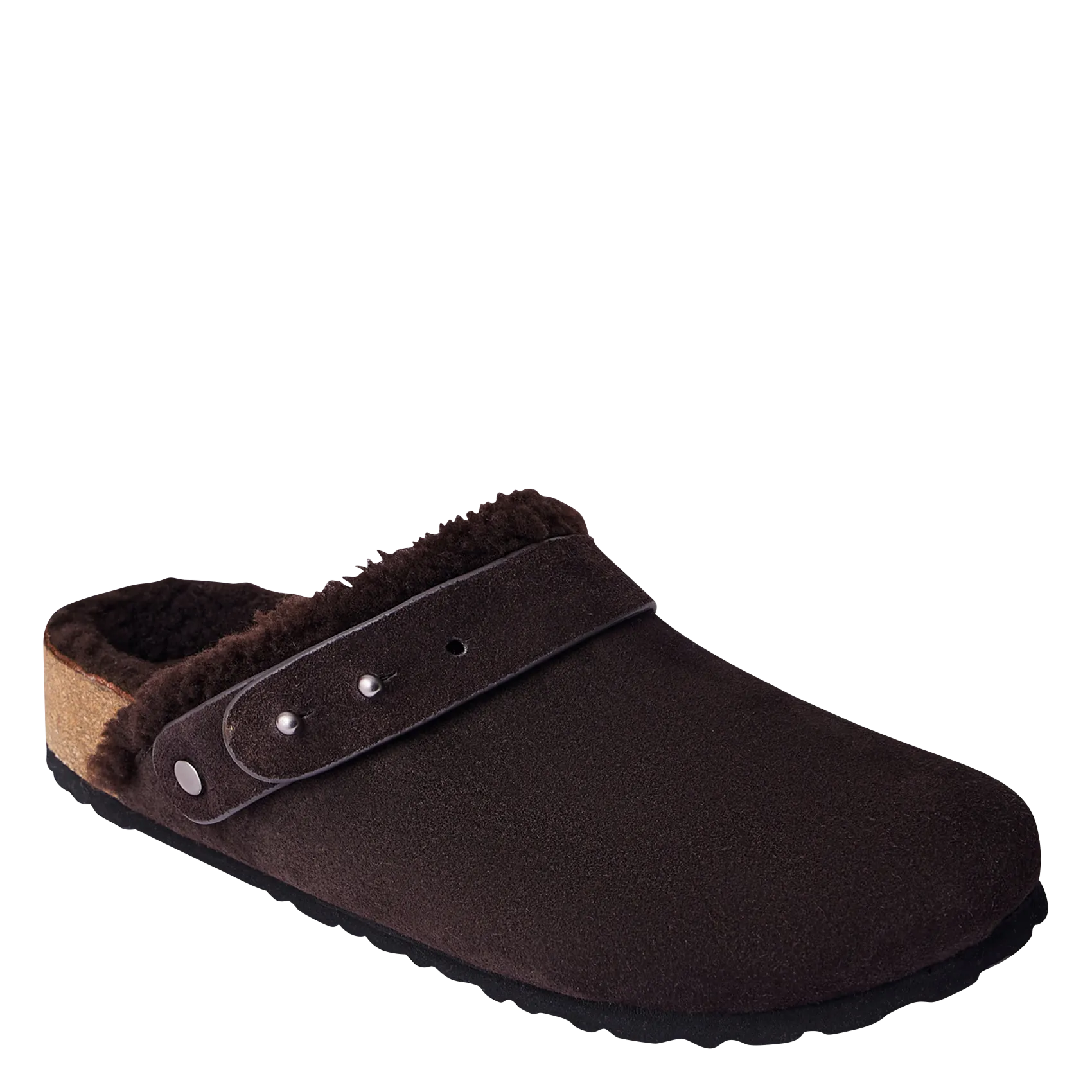 Sabots fourrés en cuir velours Marron SLEEPY