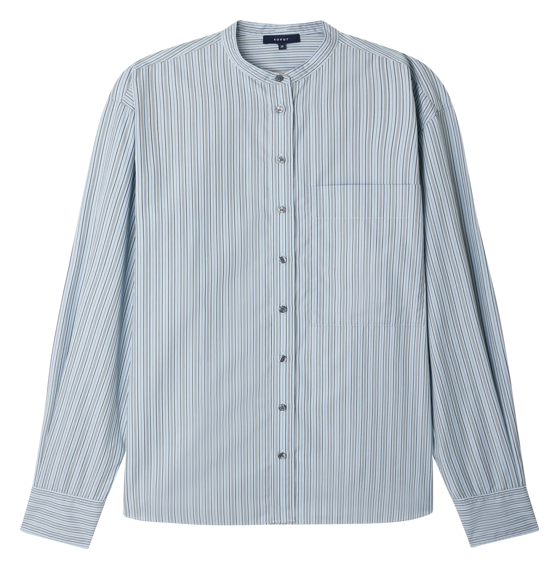 Chemise col mao rayée en coton Multicolore FORMENTERA