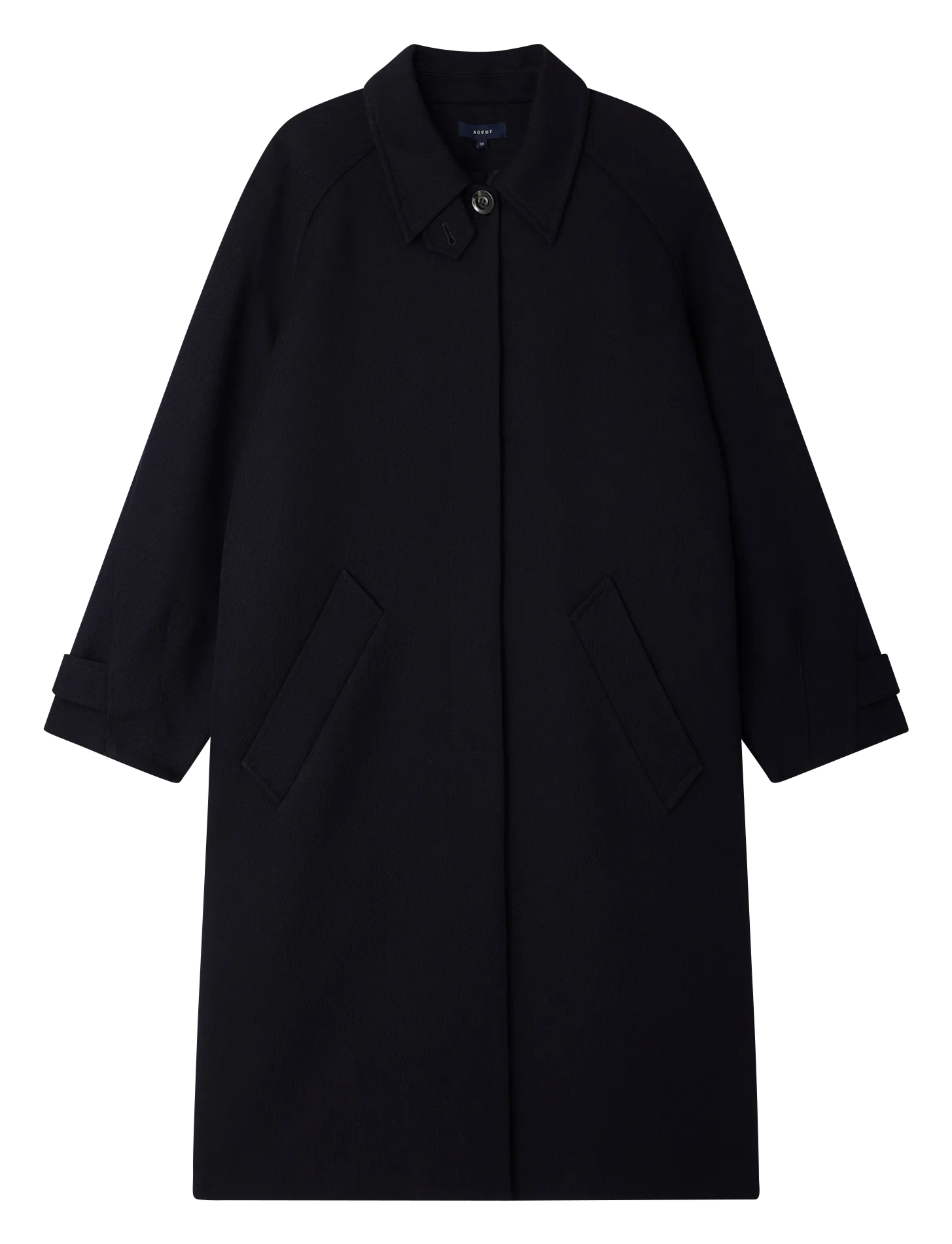 Manteau oversize col classique en laine Bleu FRANKLIN