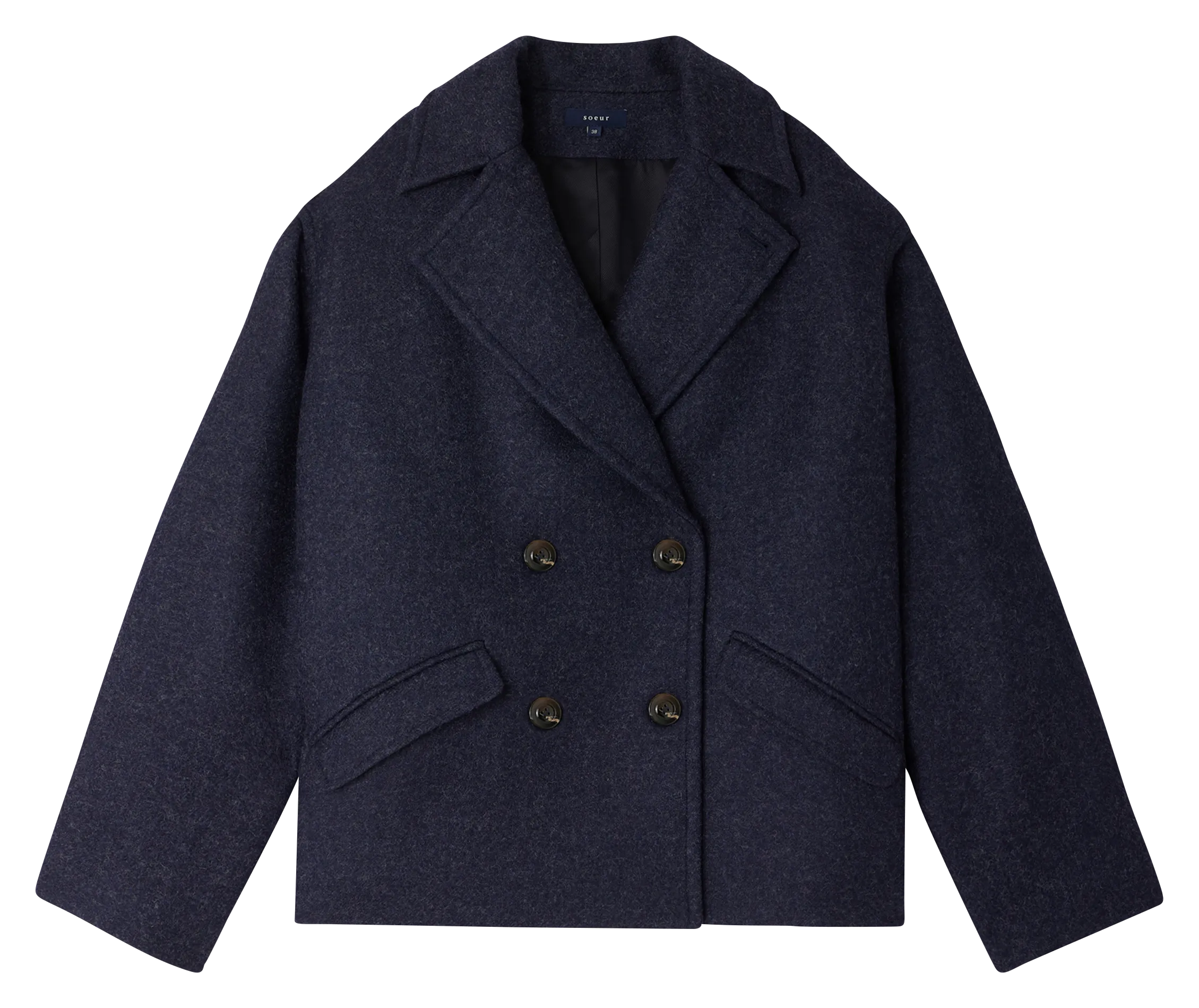 Manteau col tailleur en laine mélangée Bleu CONSTANT