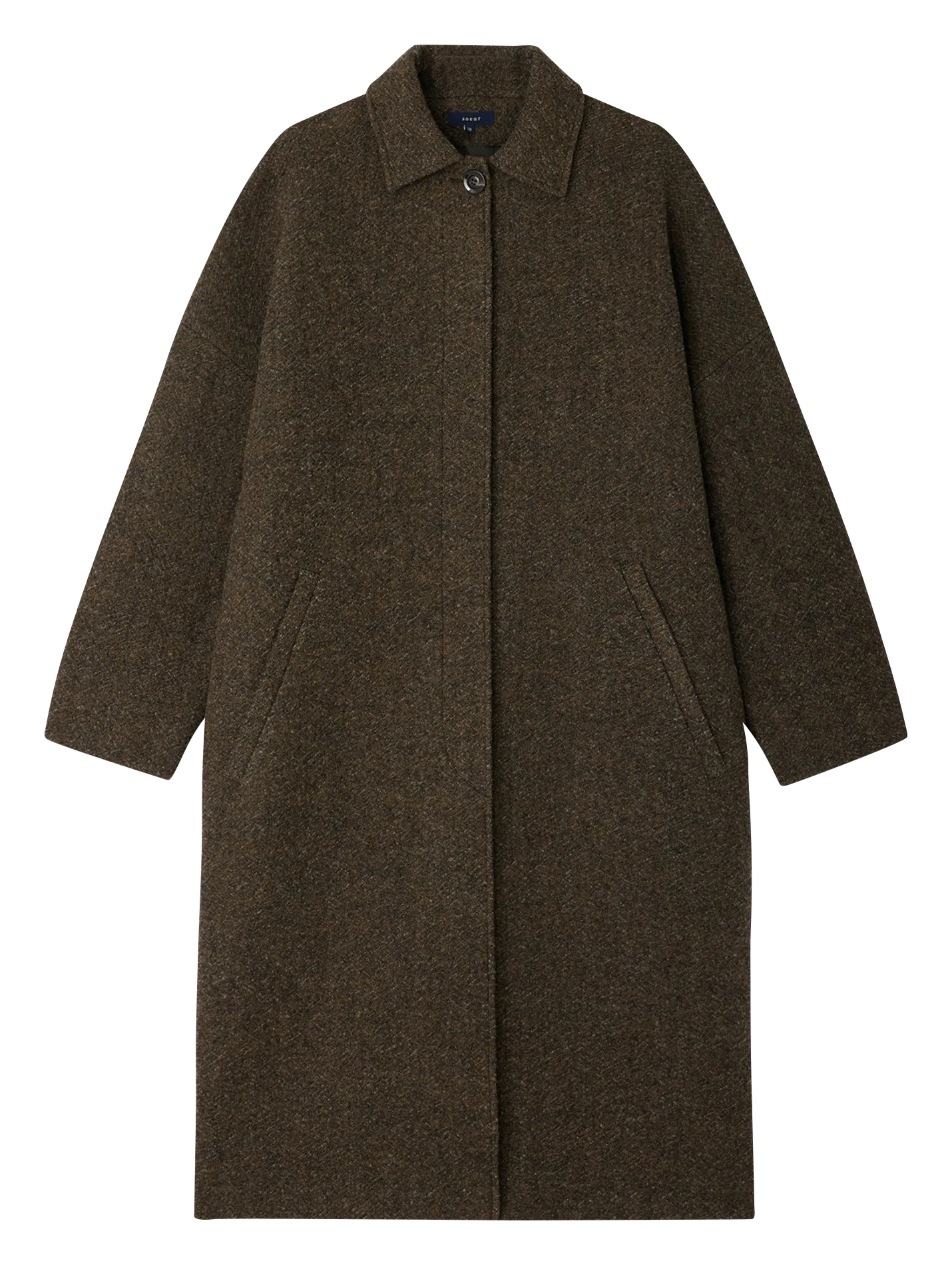 Long manteau en laine Kaki GUILHEM