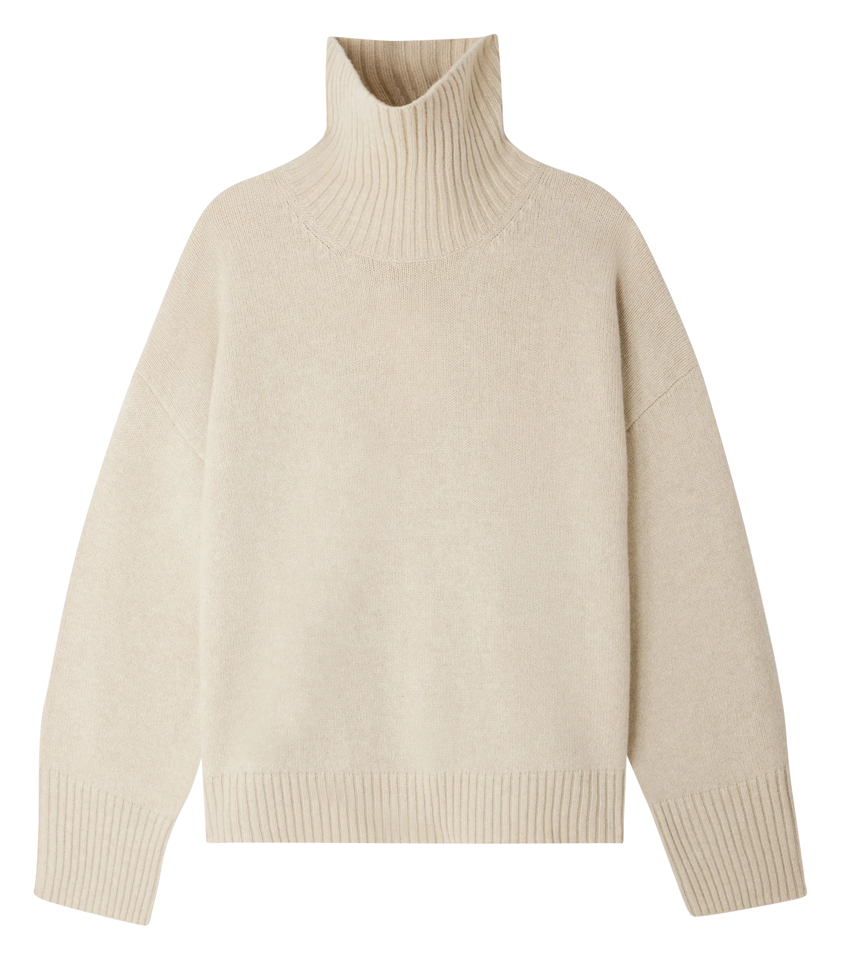 Pull droit col roulé en laine Beige WILLIAM