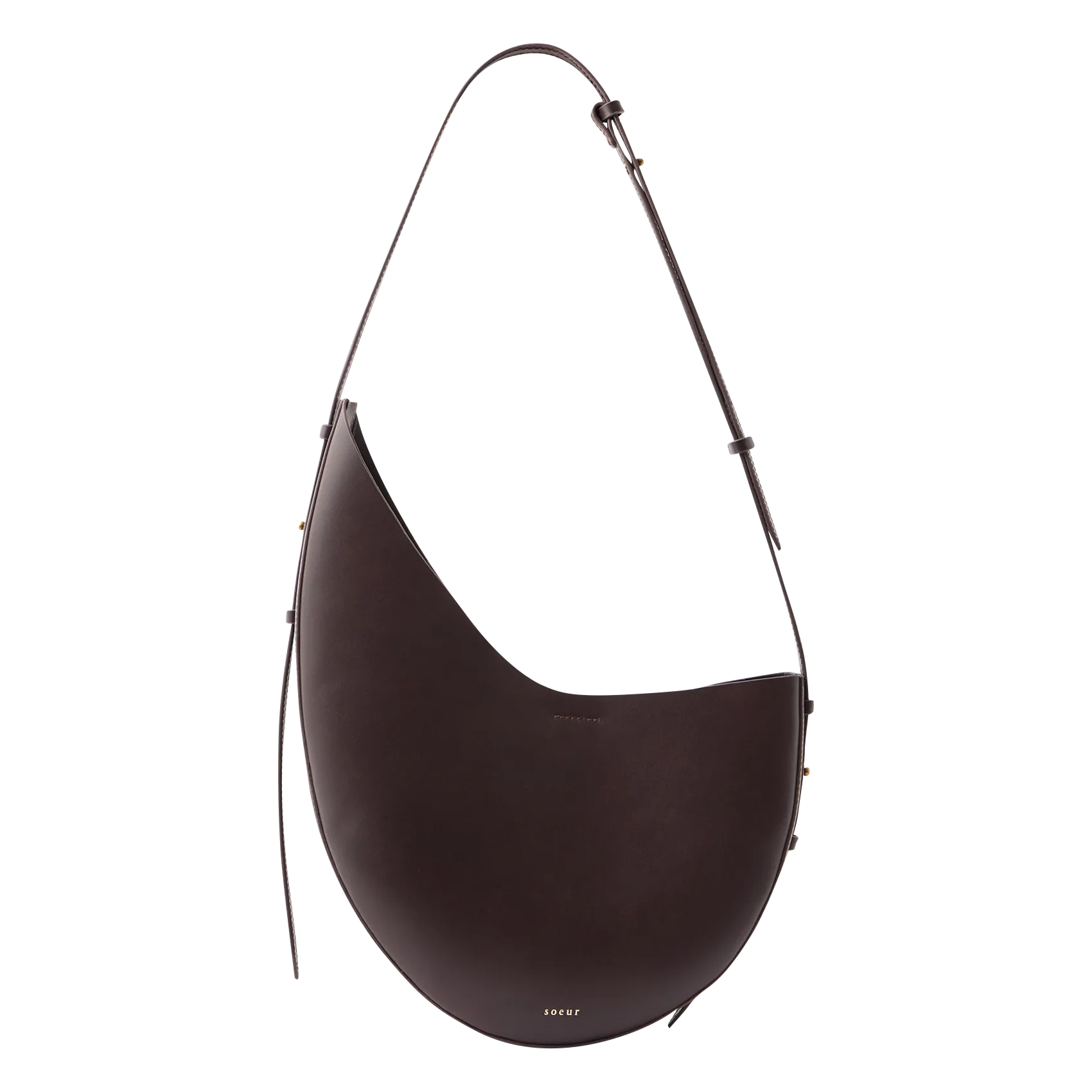 Sac bandoulière asymétrique en cuir lisse Marron WINONA