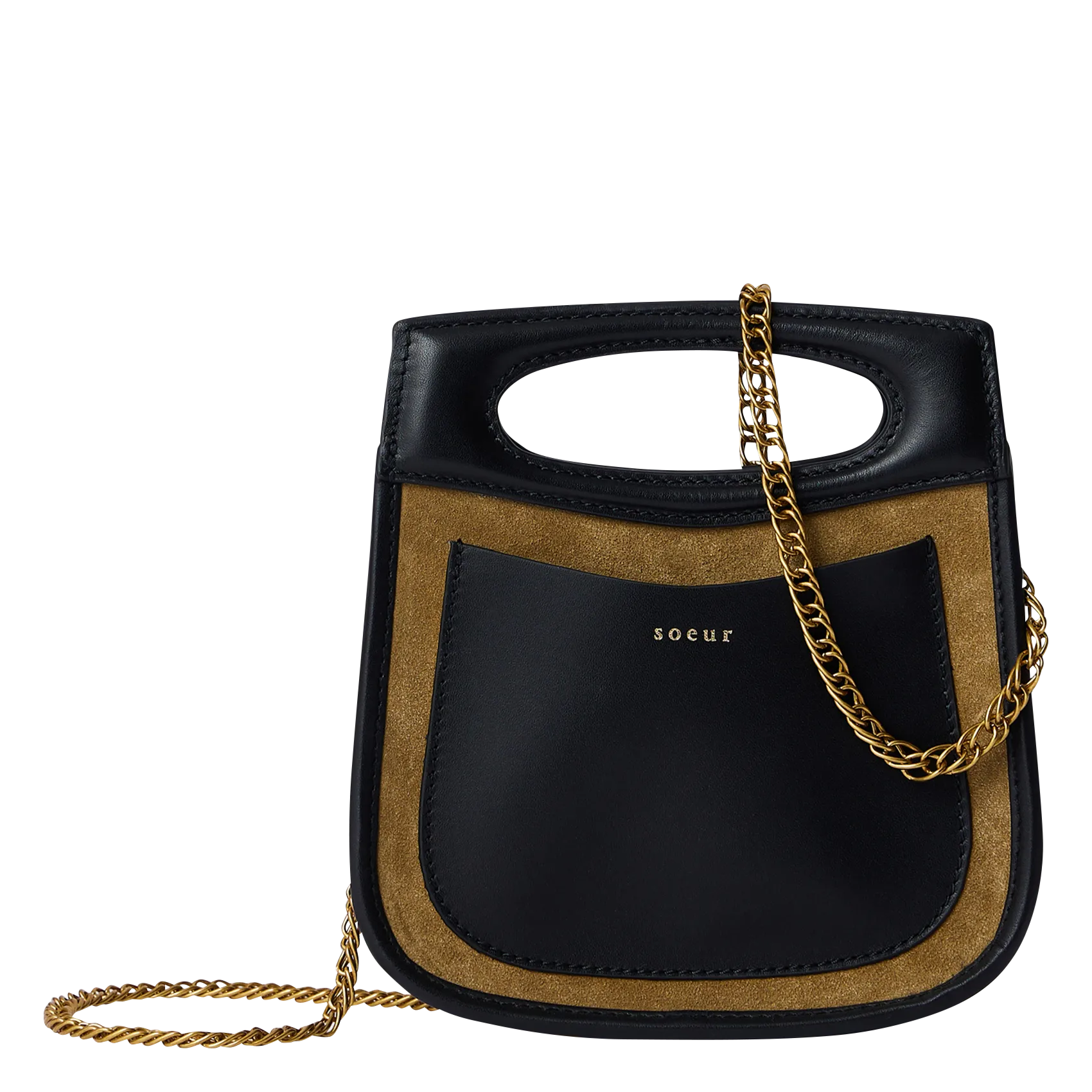 Sac à main bi-matière Marron CHERI MINI