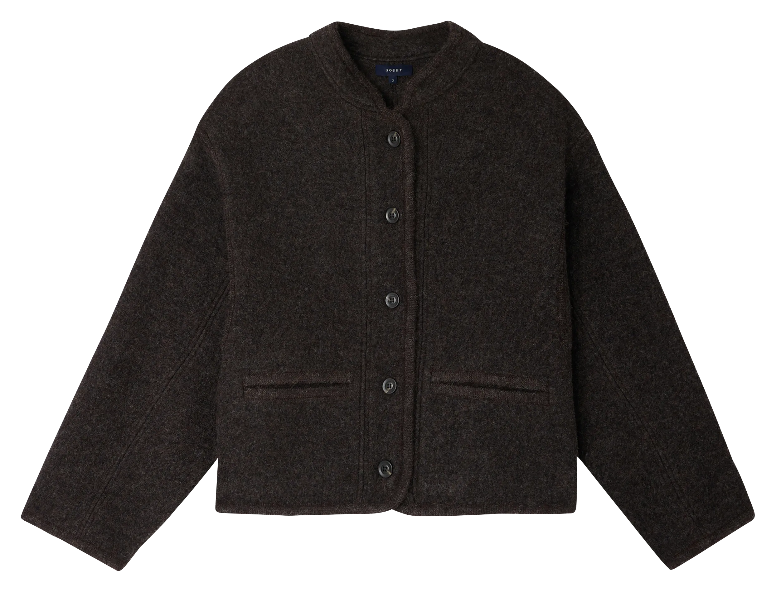 Veste droite en laine Marron OLYMPE