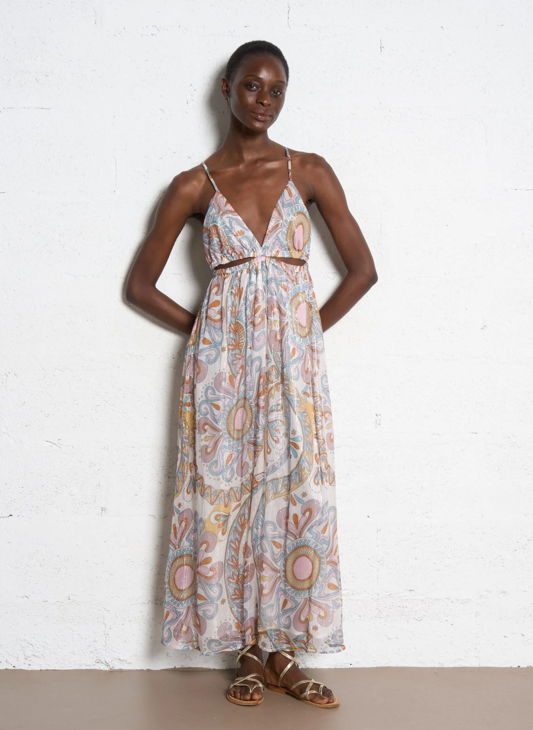 Robe longue à bretelles imprimée Multicolore RAVEN