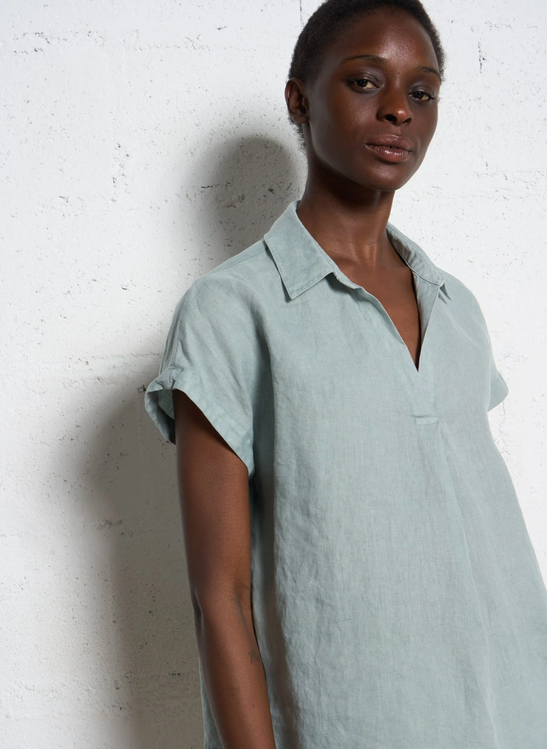 Top ample en lin Vert TAMINA