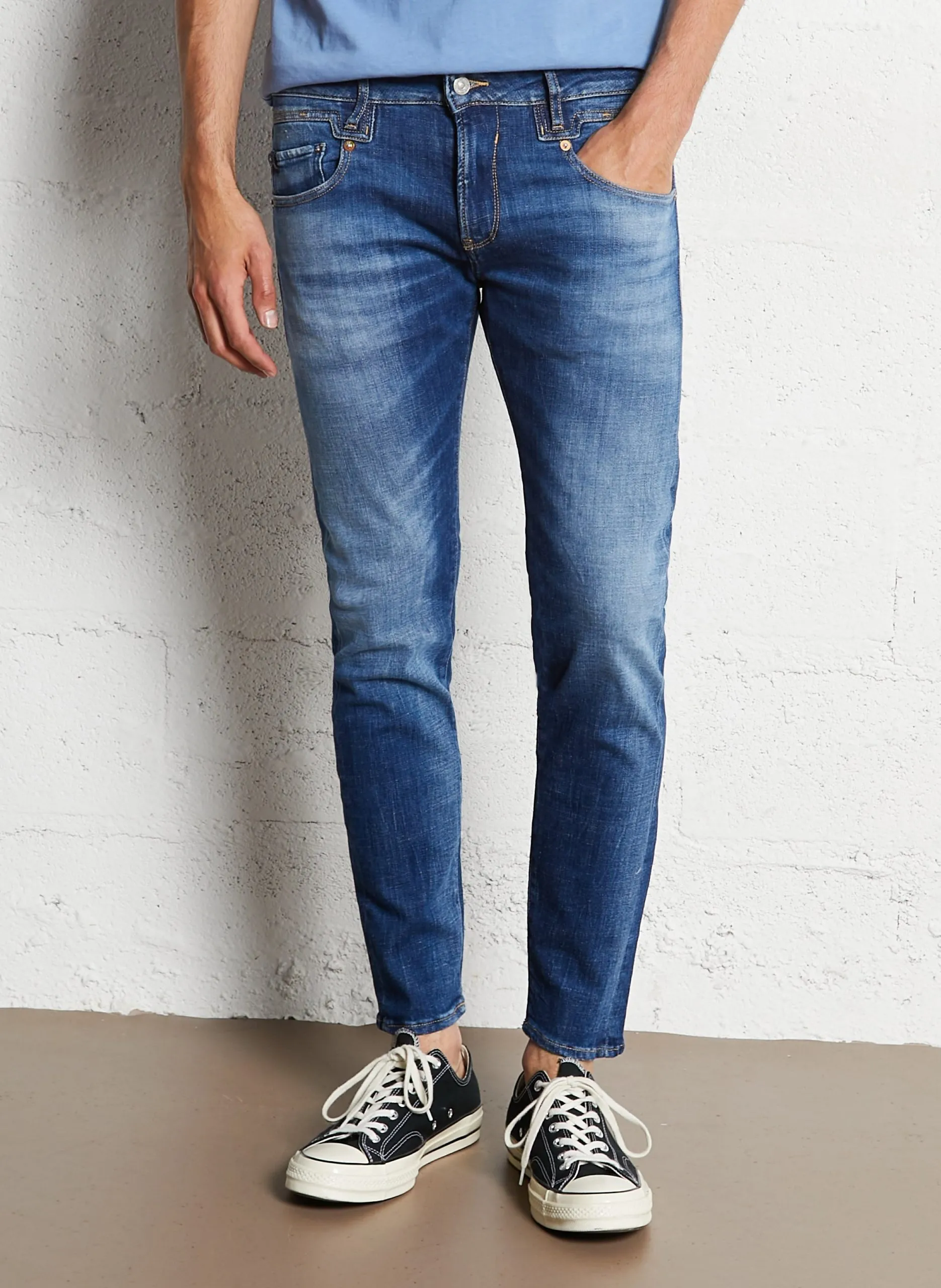 Jean slim en coton mélangé Bleu POWERC