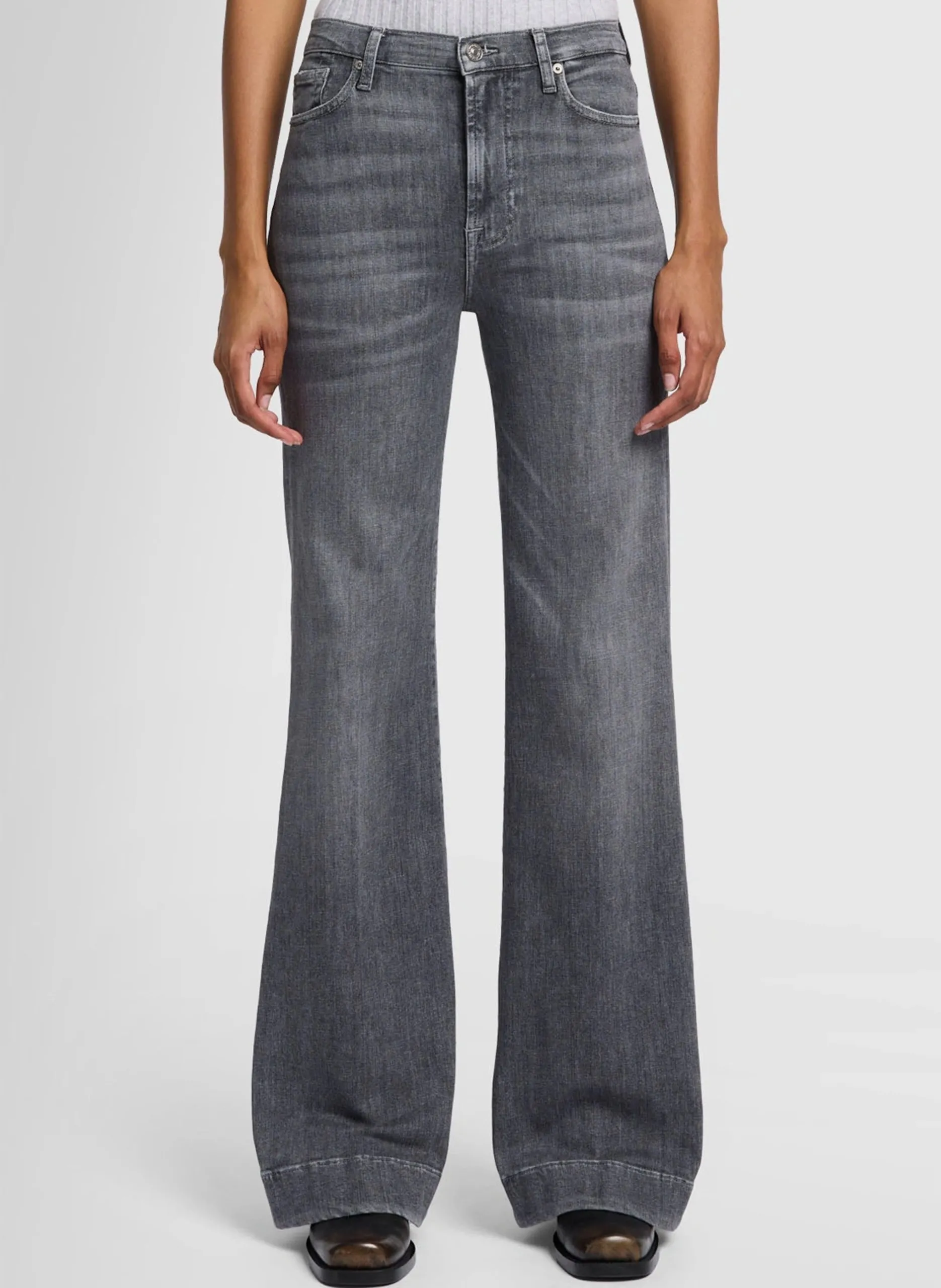 Jean flare taille haute Gris MODERN DOJO