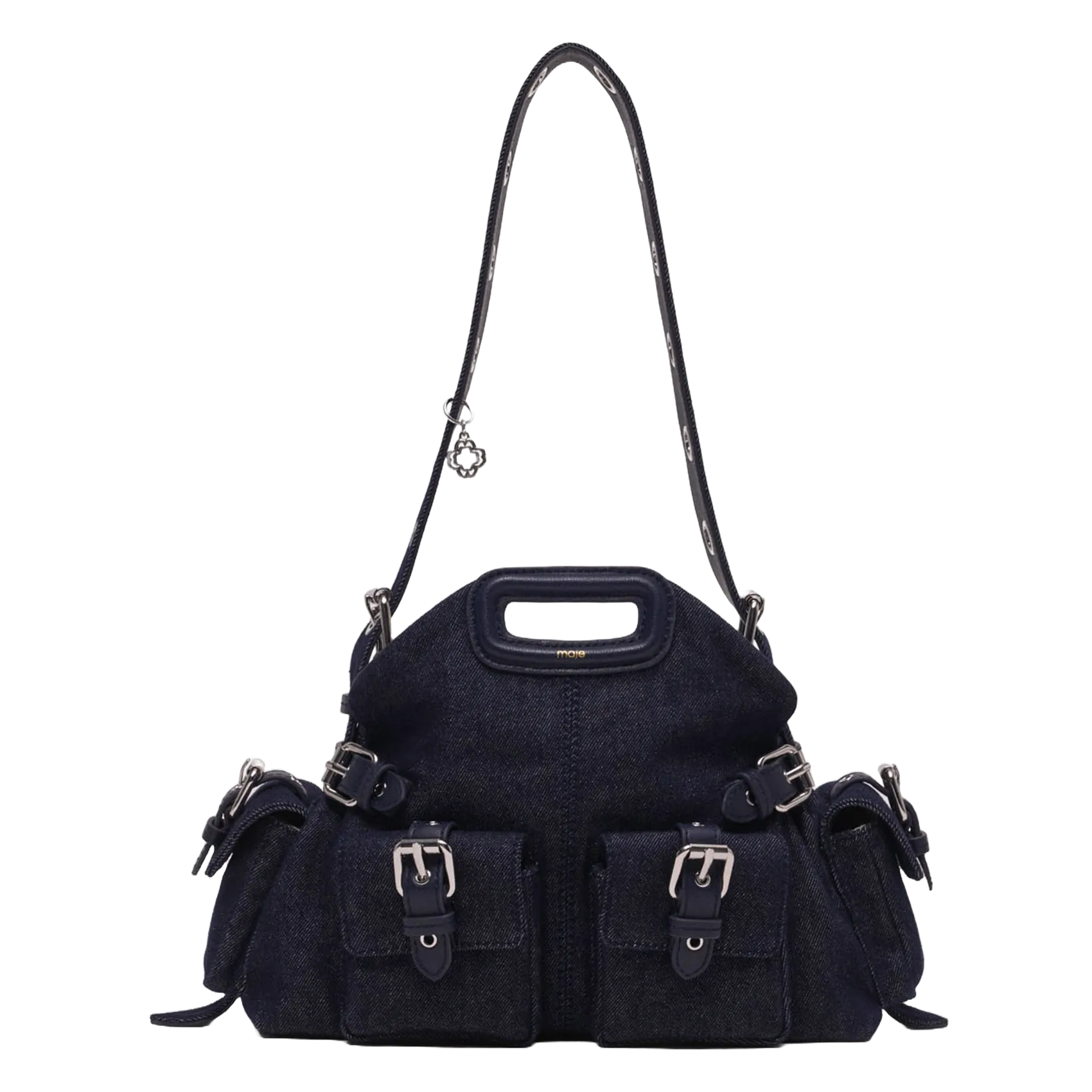 Sac bandoulière à poches en denim Bleu