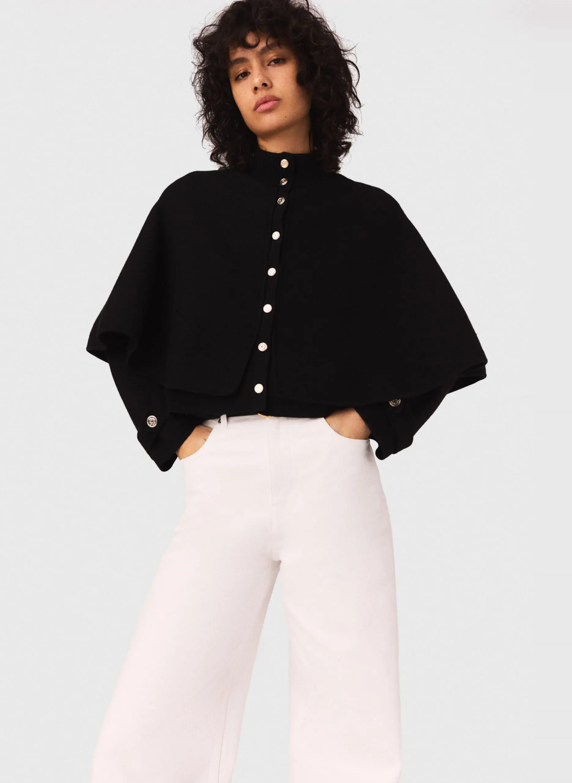 Cardigan ample col montant Noir