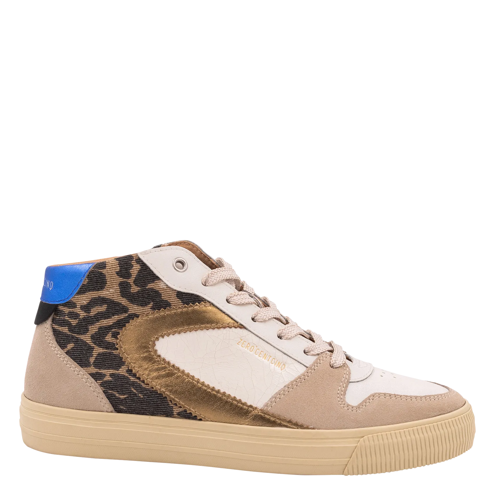 Baskets montantes en cuir mélangée Blanc JADE