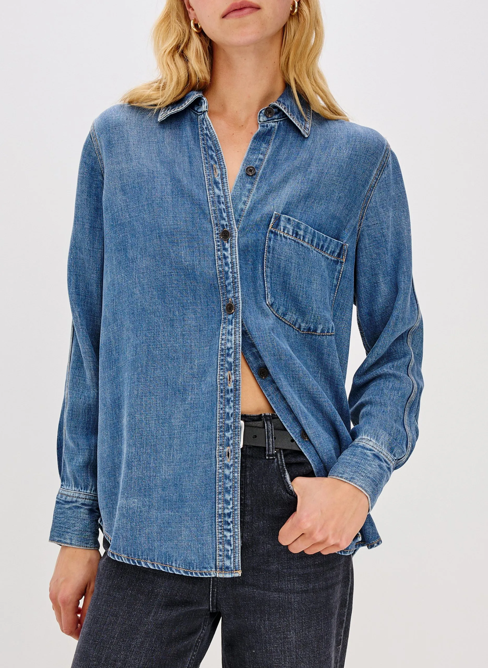 Chemise col classique en denim Bleu ATTICUS