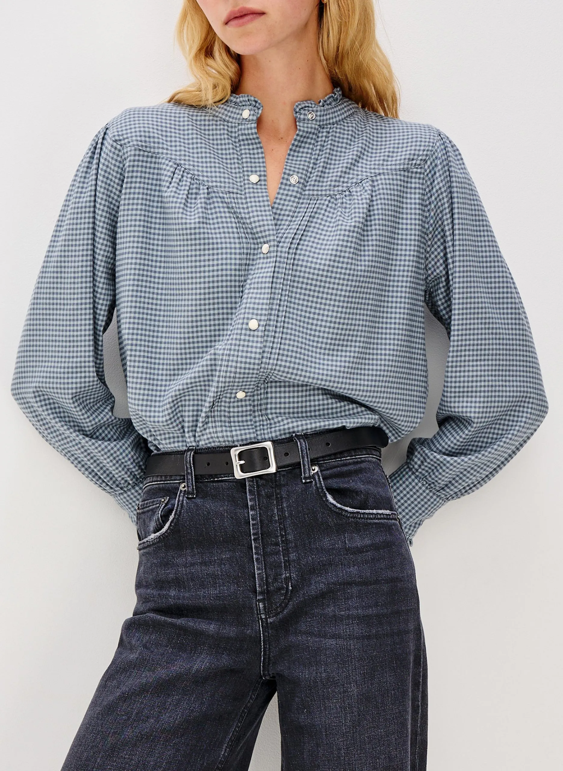 Blouse col rond en coton mélangé Multicolore ALANNA