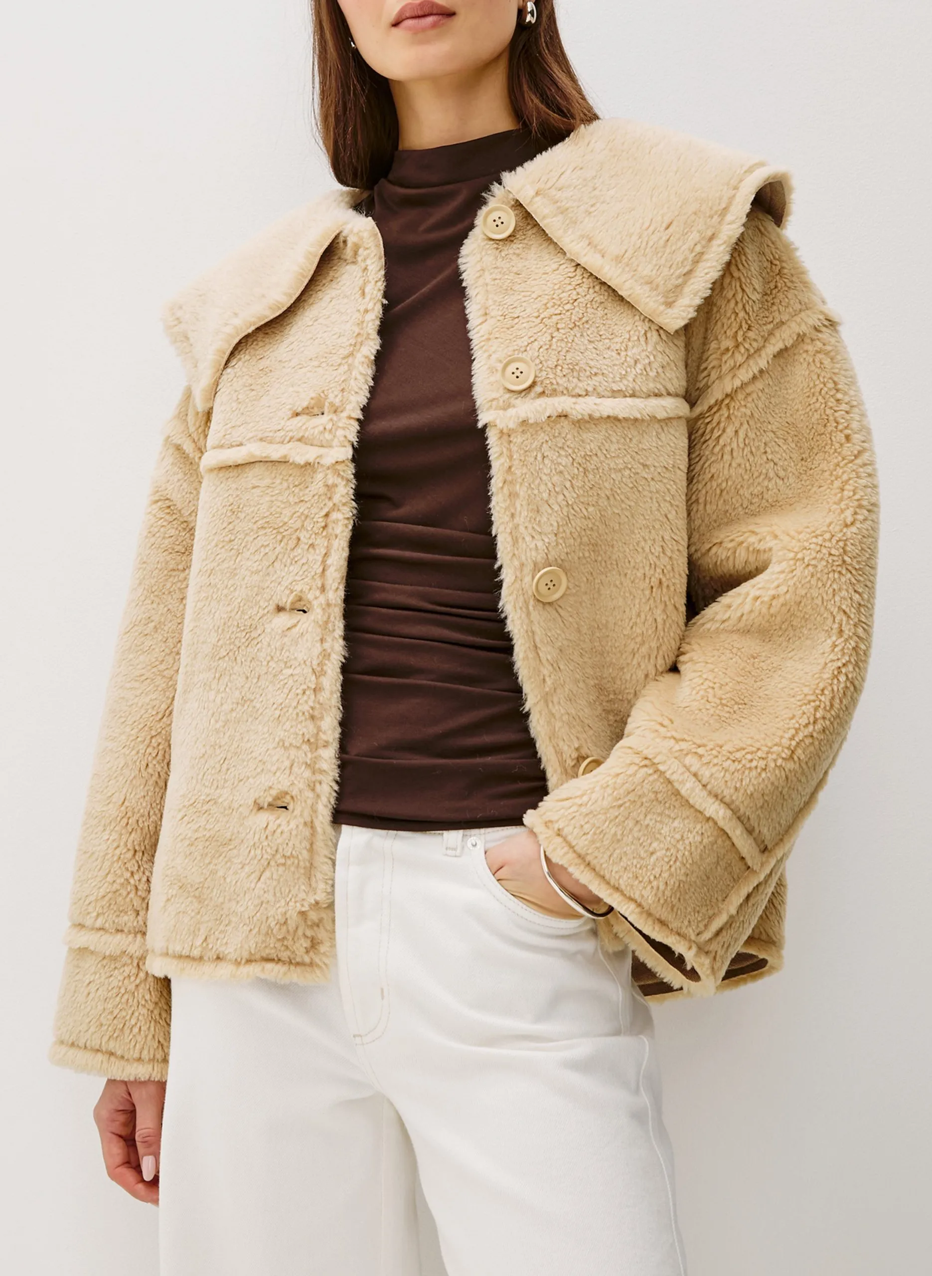 Veste ample en fausse fourrure Beige WESSON