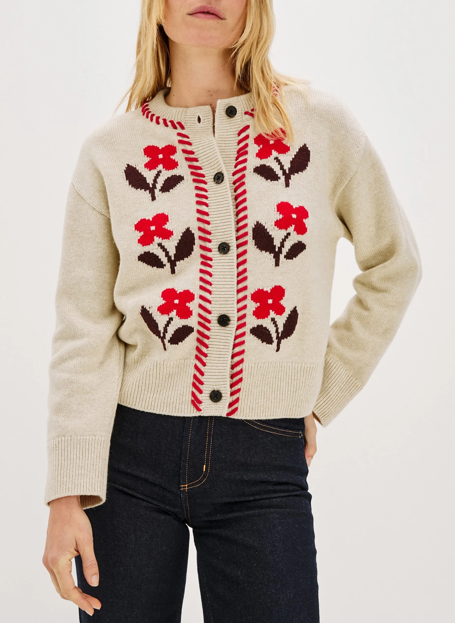 Gilet droit col rond Multicolore MAVIE