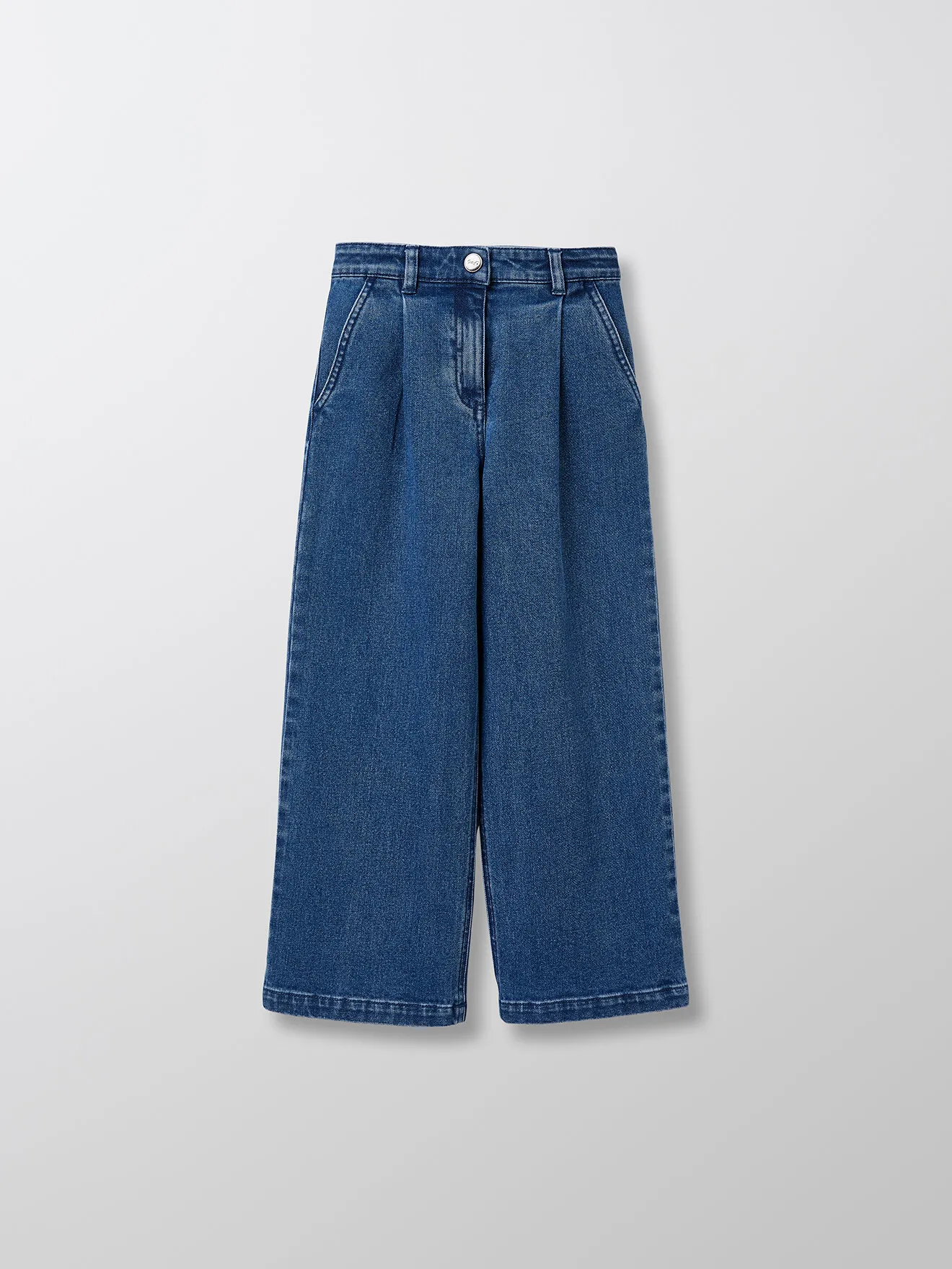 Pantalon large en denim Bleu