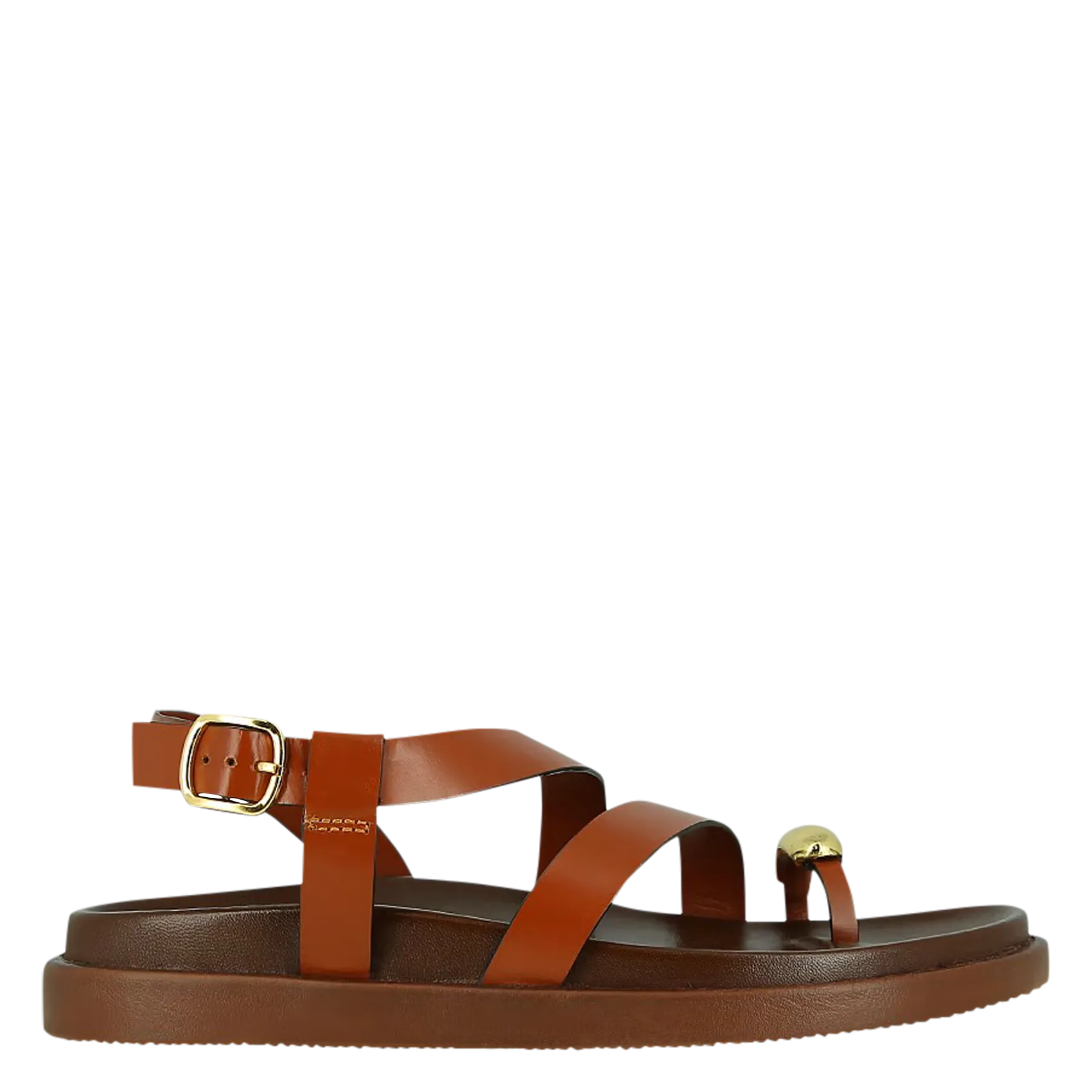 Sandales à détail orteil en cuir Marron WEPS