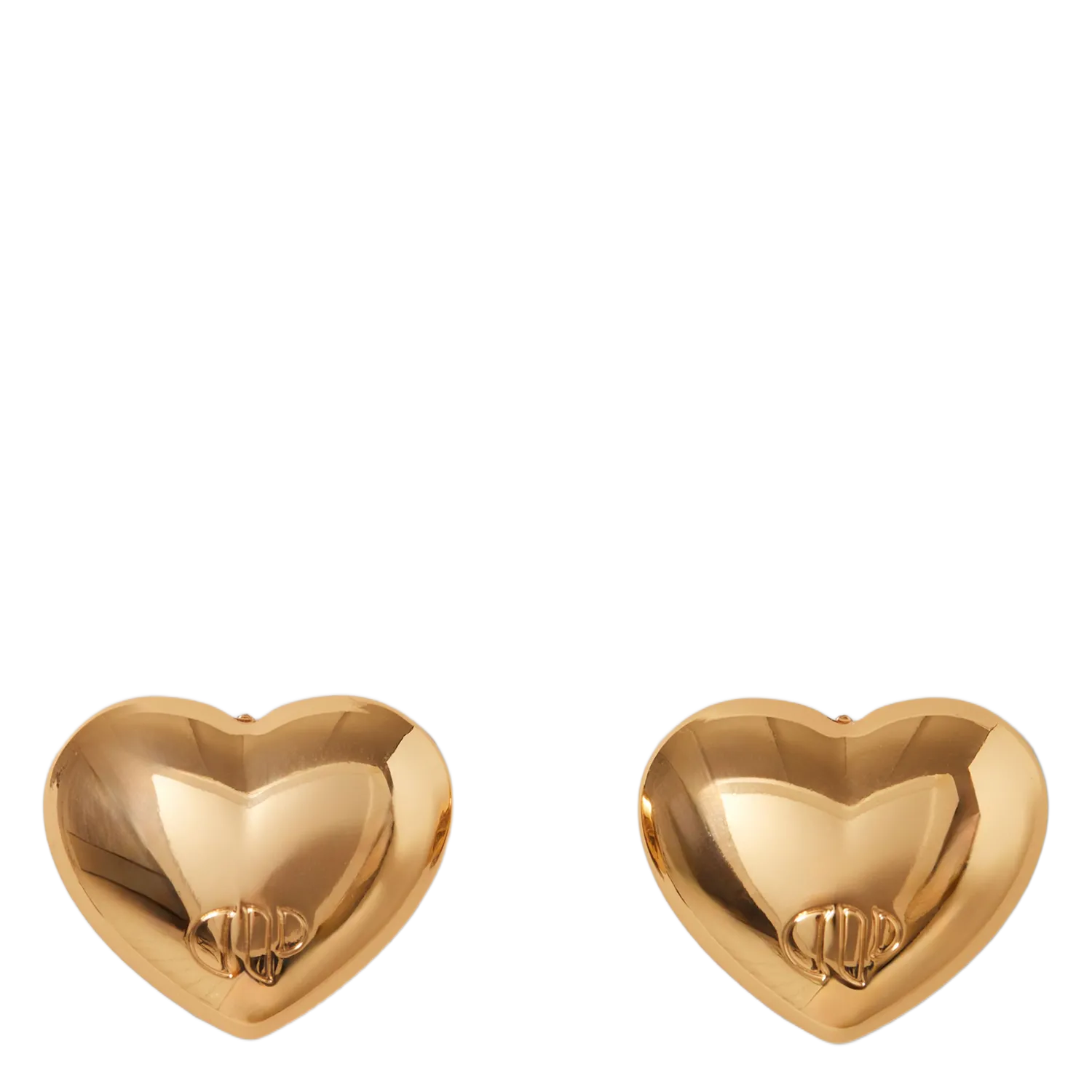 Boucles d'oreilles cœurs avec logo gravé Doré