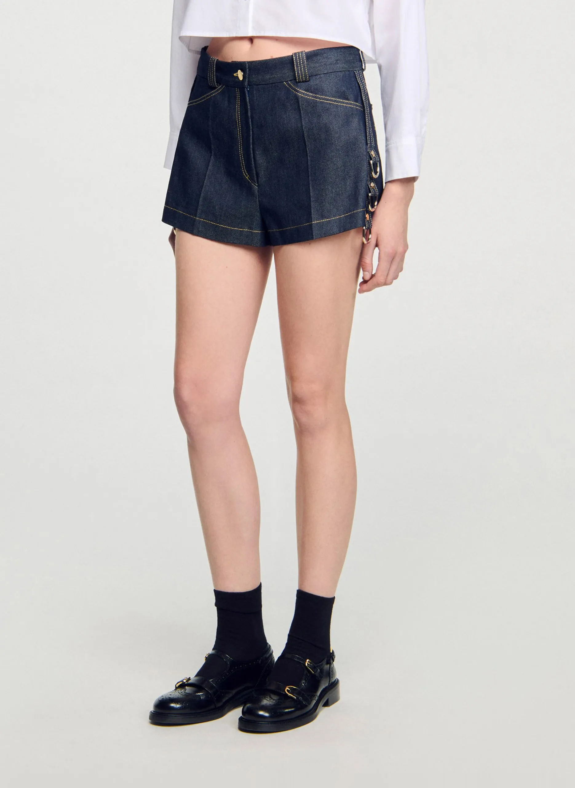 Short en denim Bleu