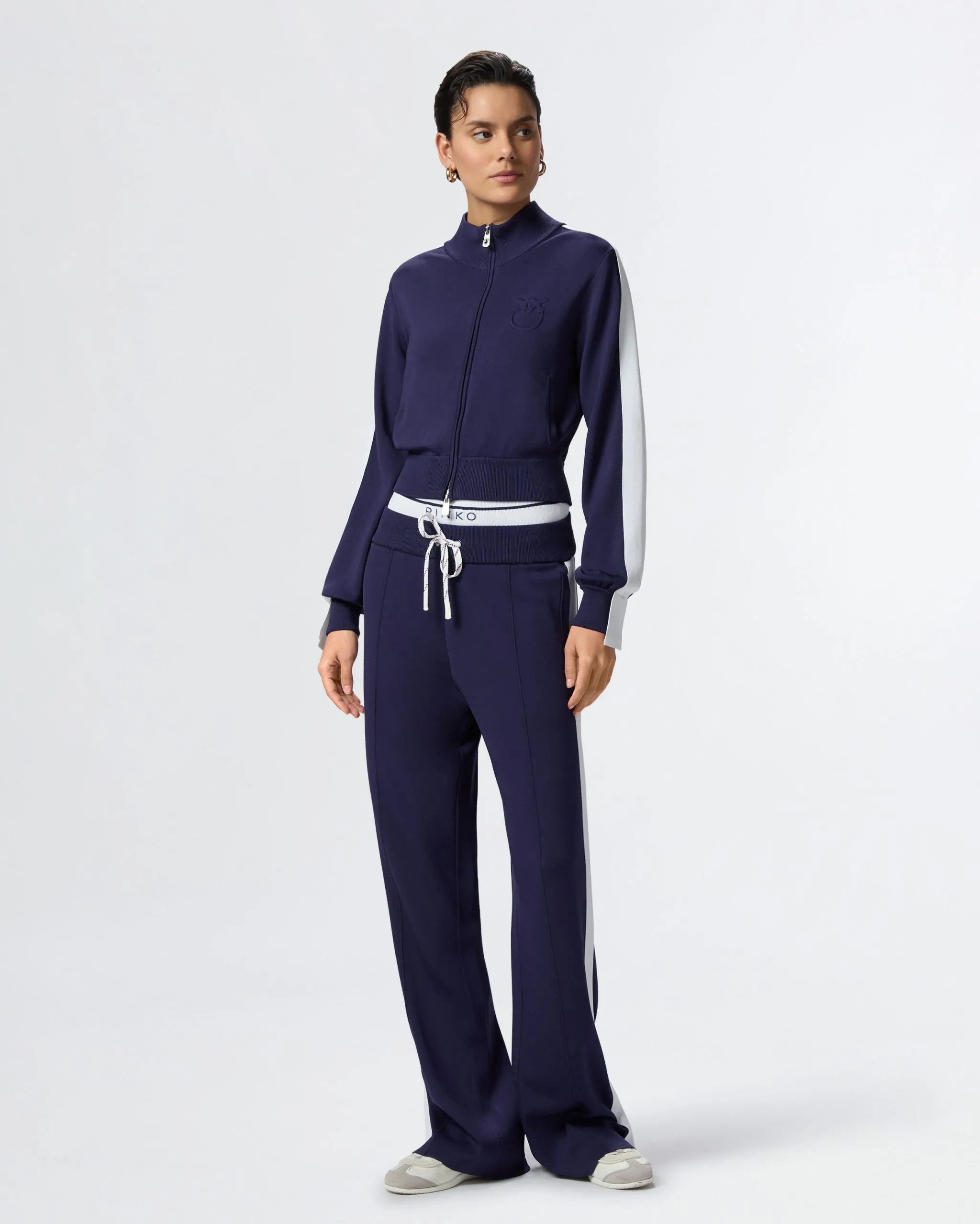 Pantalon de sport large à bande latérale Bleu