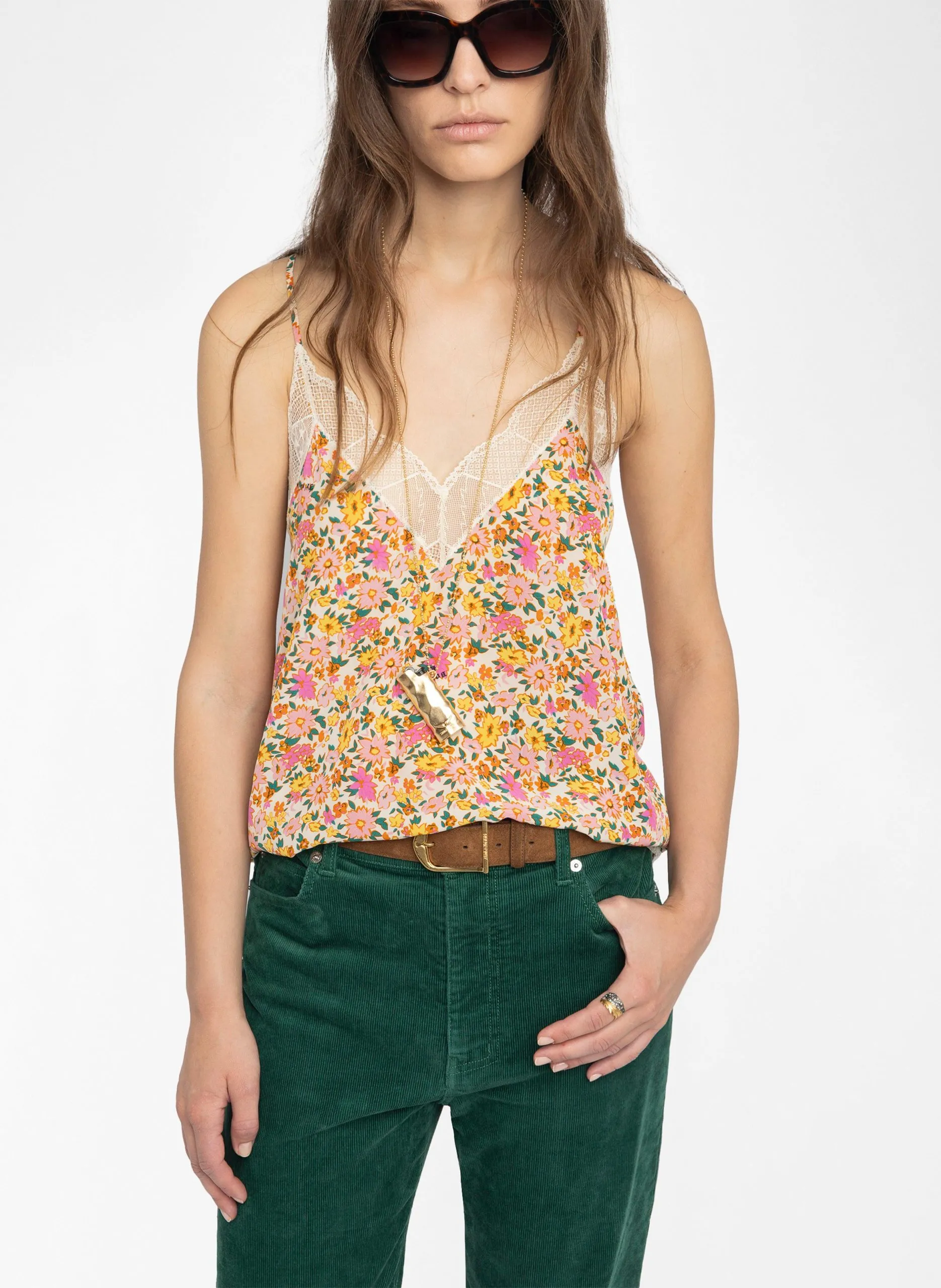 Caraco col V imprimé Blanc CHRISTY