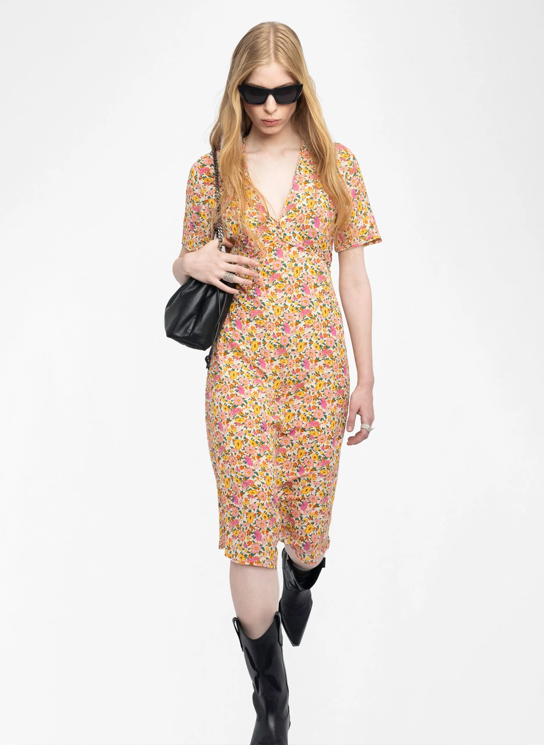 Robe longue imprimée Blanc RHODRAL