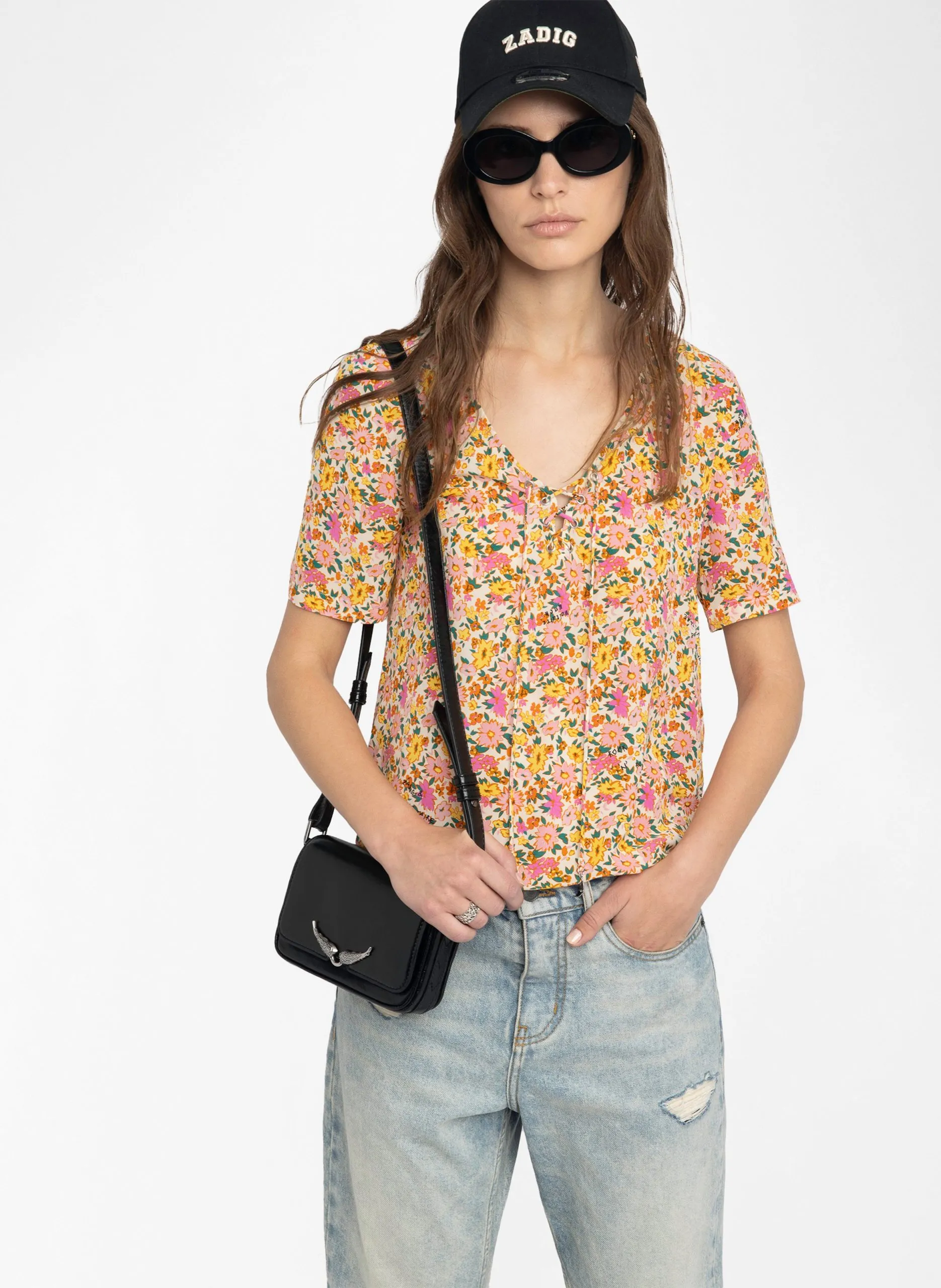 Top droit imprimé Blanc TERZO