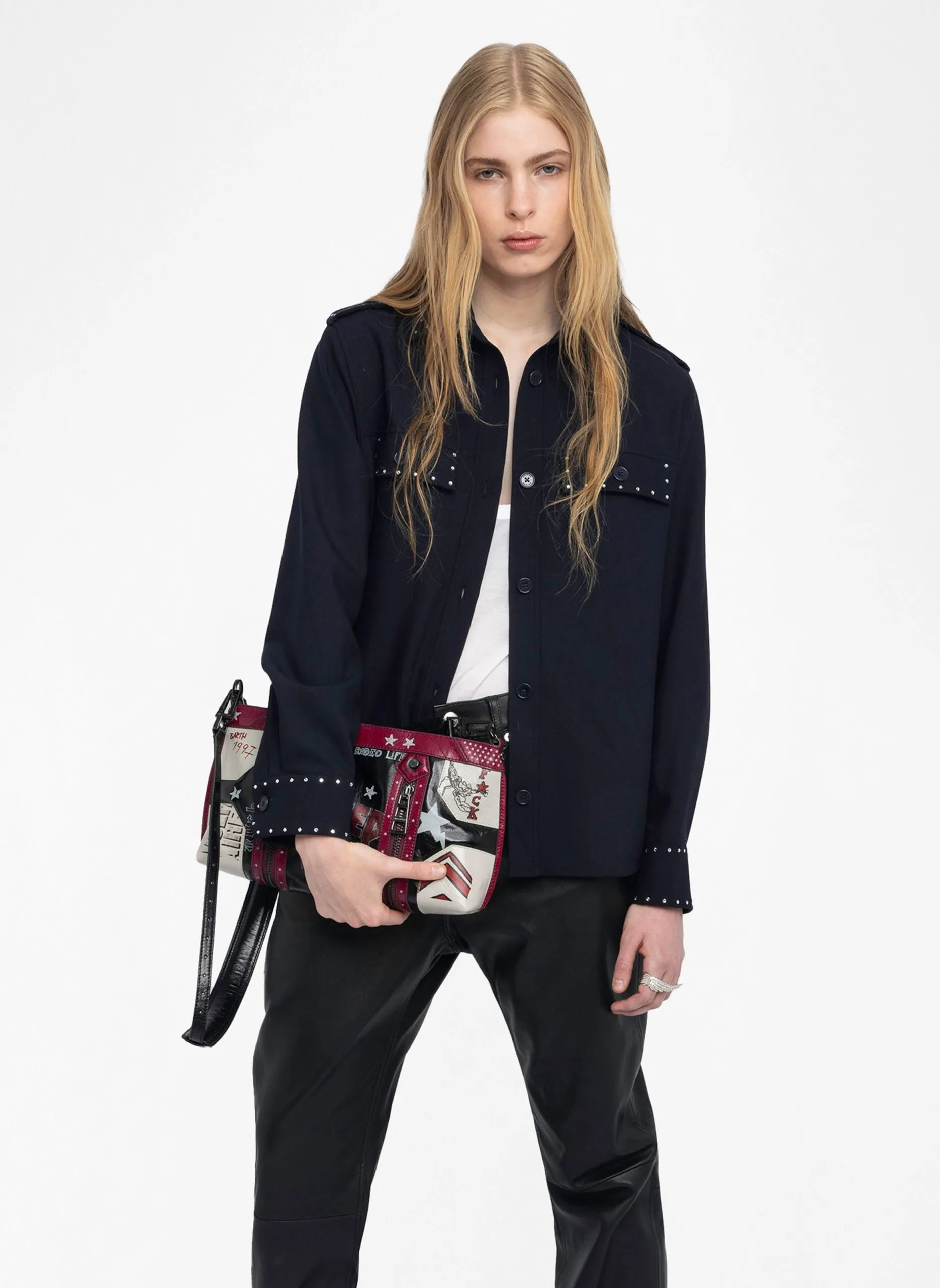 Surchemise droite à strass Bleu TASKAM