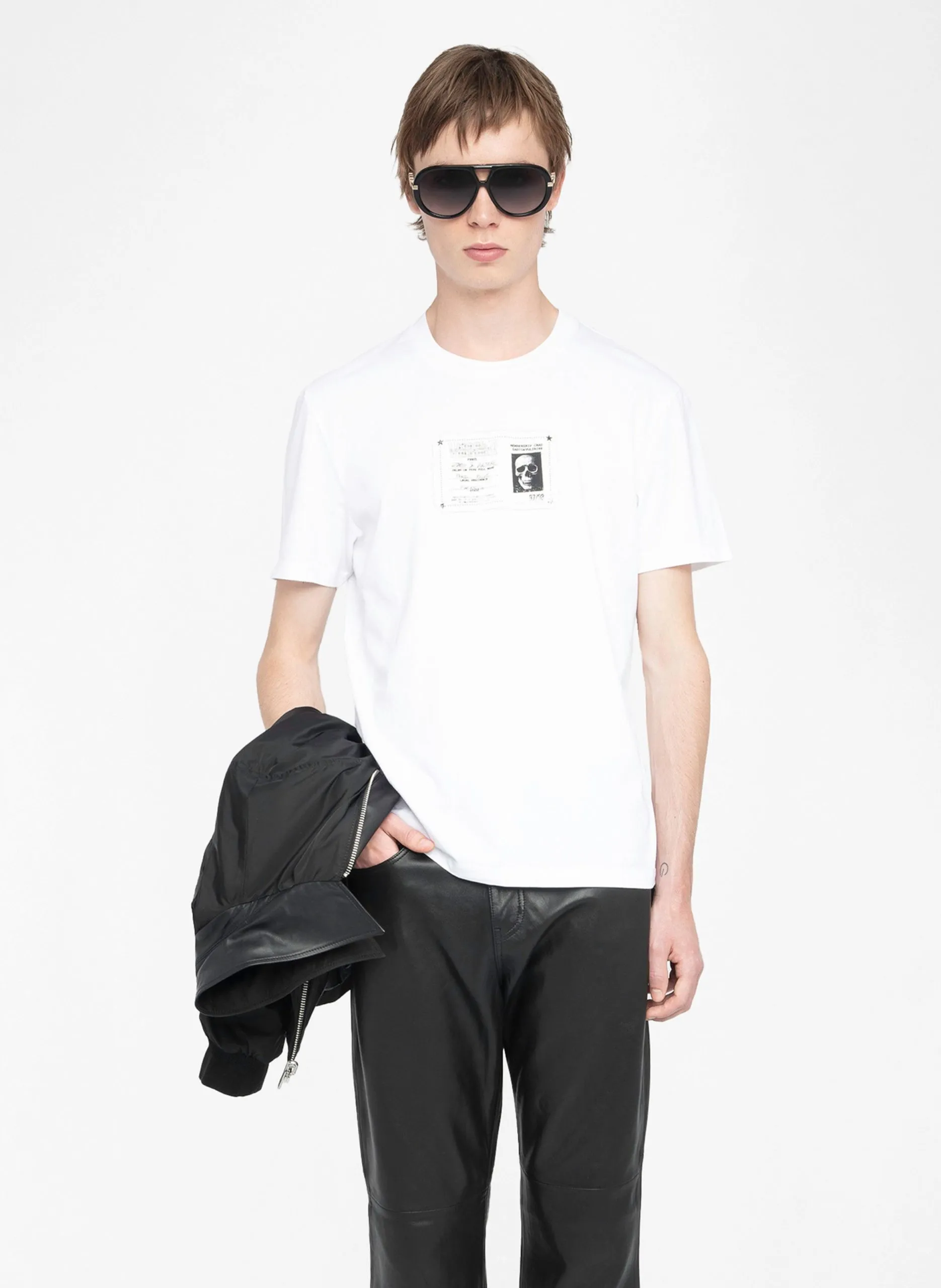 Tee-shirt col rond imprimé en coton Blanc TOMMY