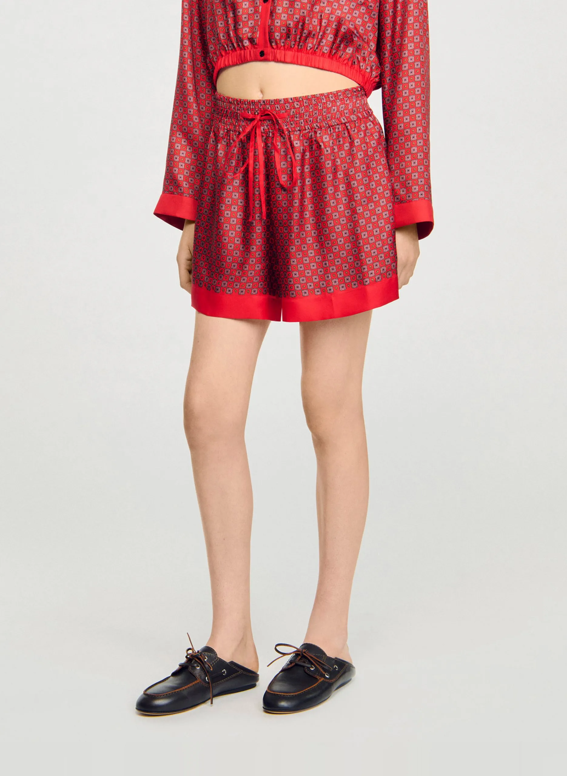 Short large décontracté à motifs Rouge