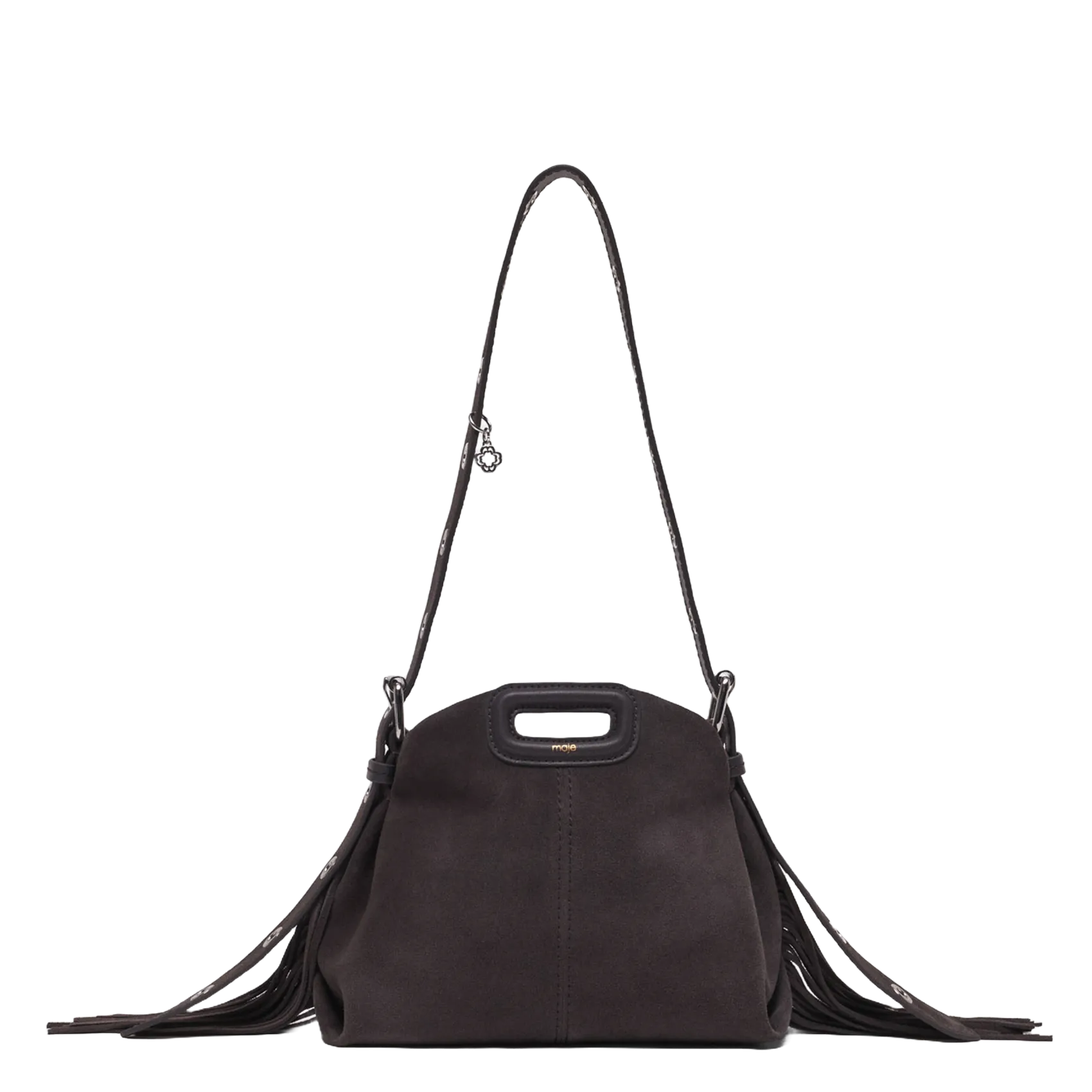 Sac bandoulière en cuir velours Gris MISS M MINI