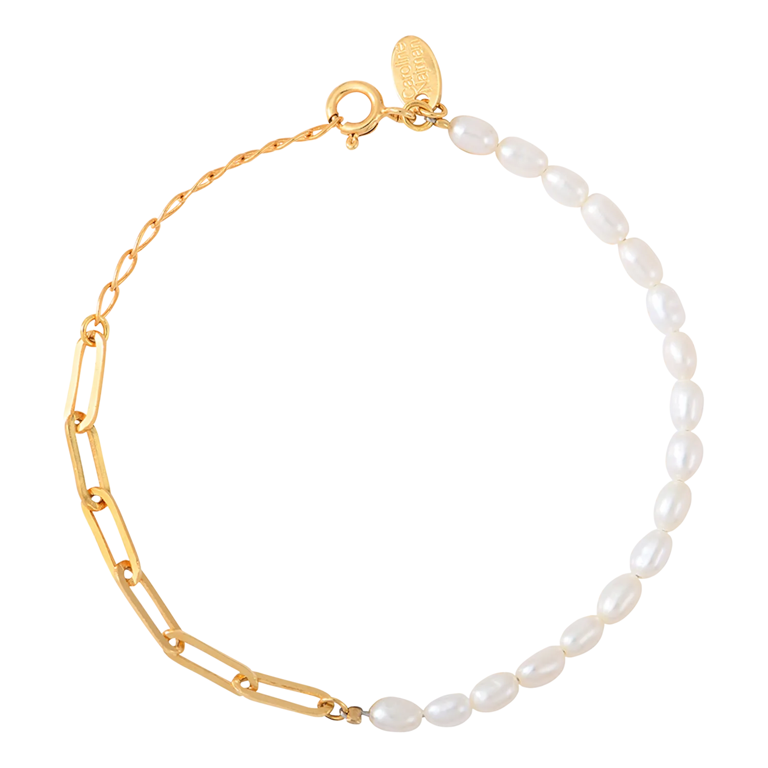 Bracelet en laiton et perles de culture Blanc MEGHAN