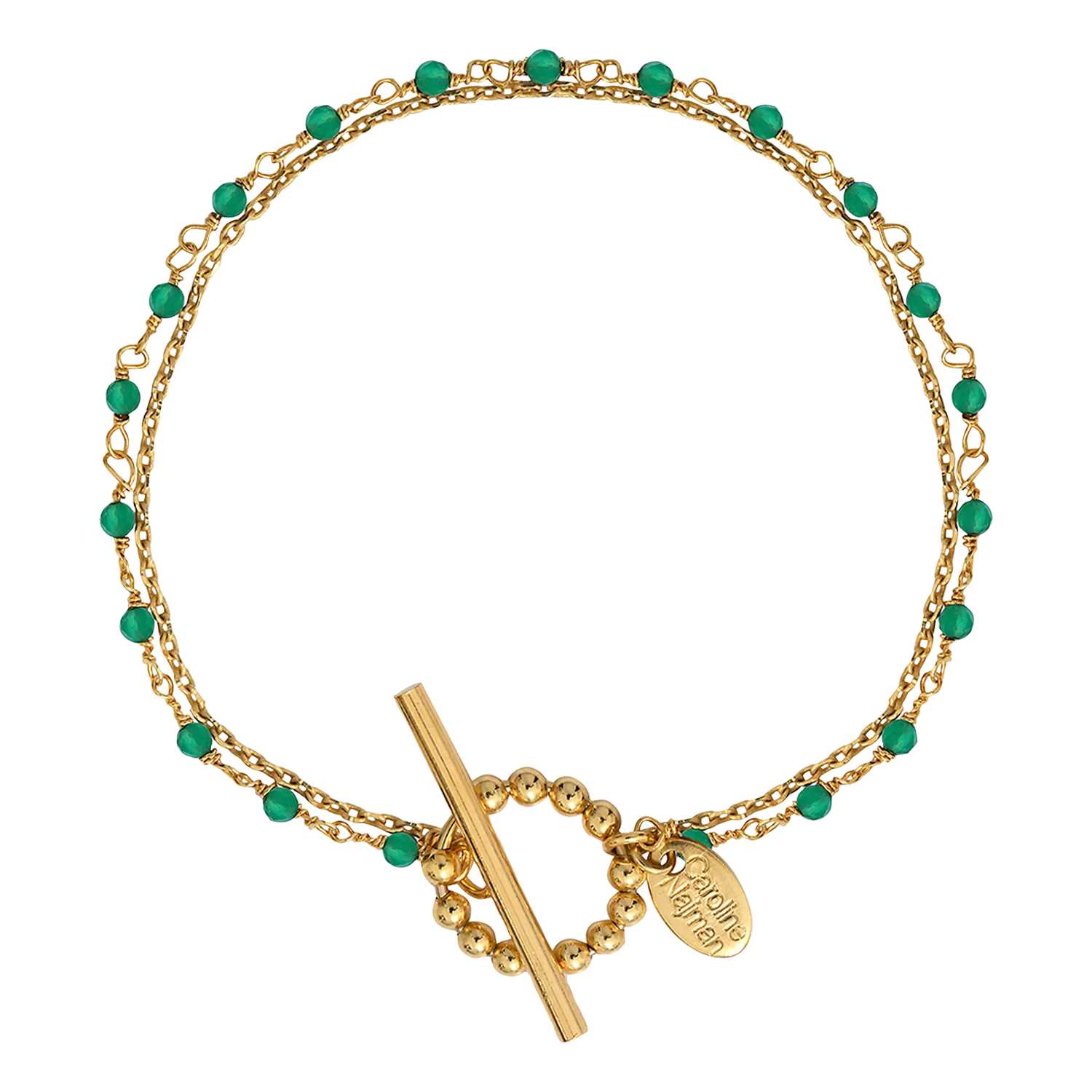 Bracelet avec pierres fines en laiton doré Vert ROXANE