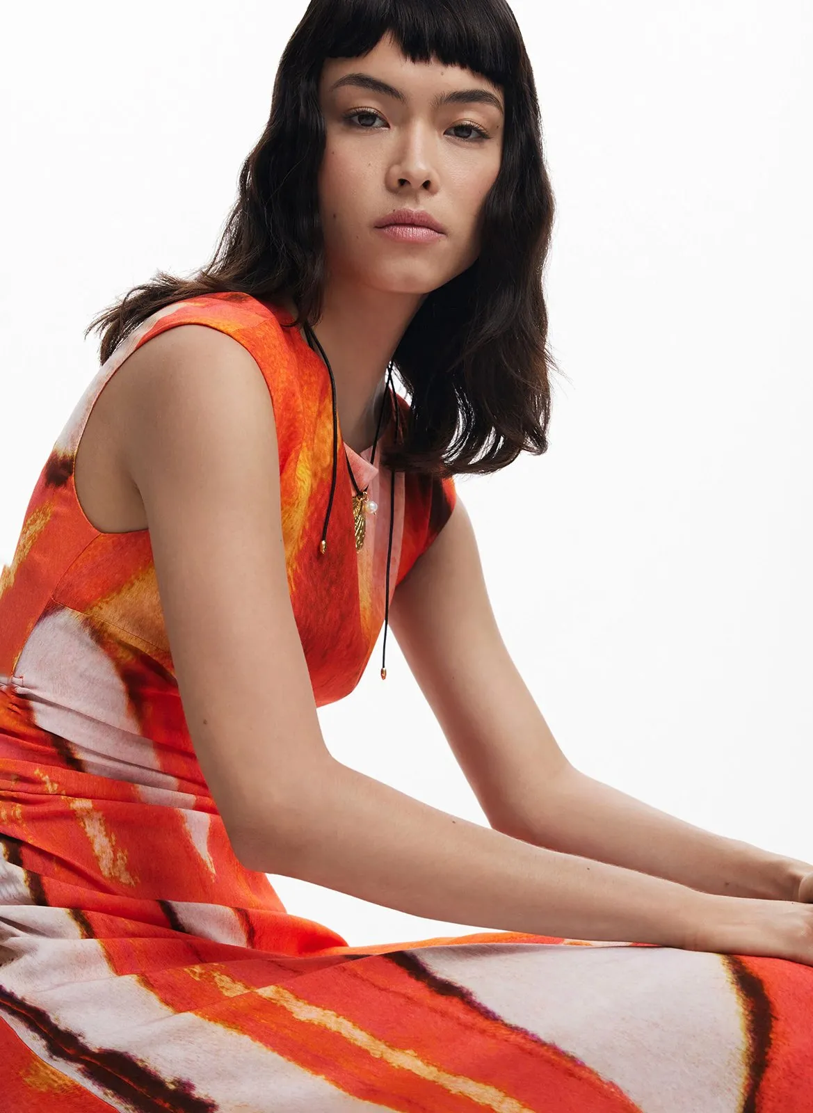 Robe longue imprimée Orange